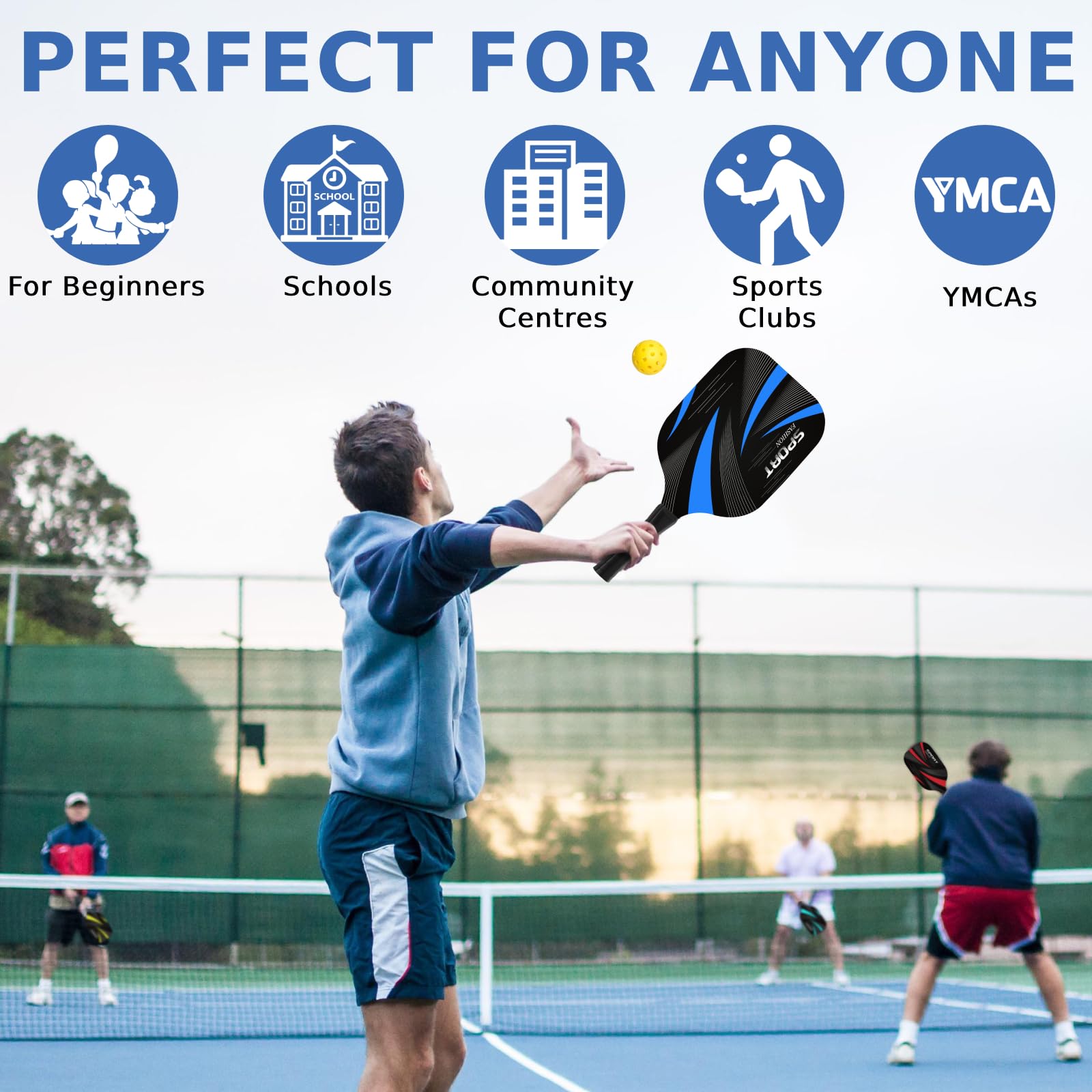 Premium Pickleball Set with 4 Wooden Paddles, Cooling Towels, Balls & Carry Bag - Ergonomic Cushion Grip for Comfort - Perfect for Outdoor Games, Family Fun & Backyard Sports