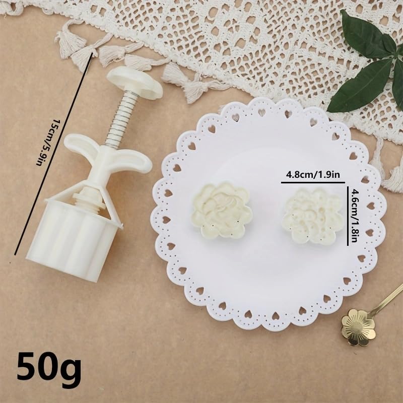 Mooncake Press Mold DIY Kit - 4 Plum Blossom Stamps for Handmade Mooncakes, Traditional Chinese Pastry Maker Tool for Mid-Autumn Festival Baking (Perfect for Home Baking, Gifts & Cultural Celebrations)