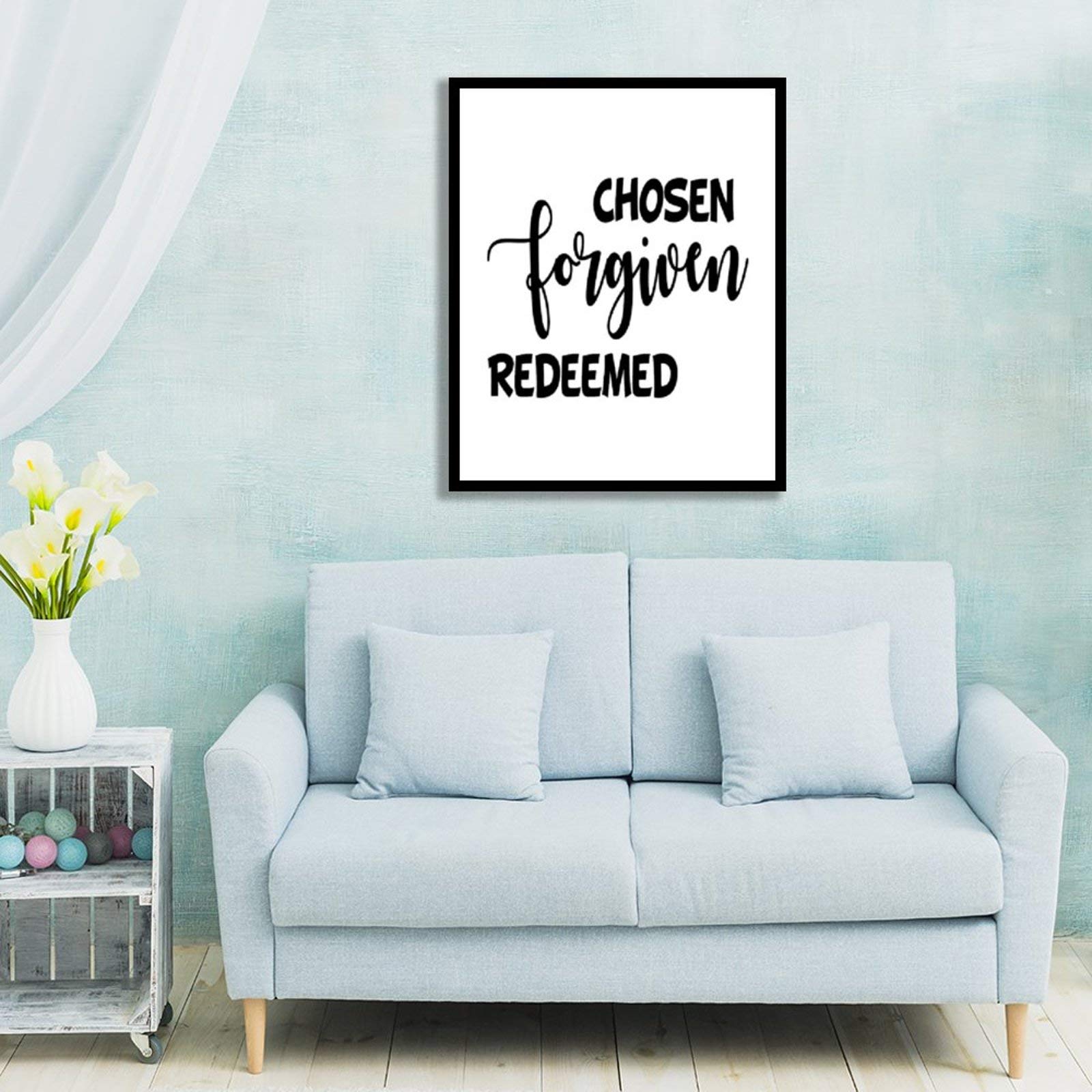 Forgiven Redeemed Wooden Plaque - Rustic Wood Framed Wall Art Sign for Home Decor, Living Room, Bedroom & Office - Inspirational Christian Scripture Poster