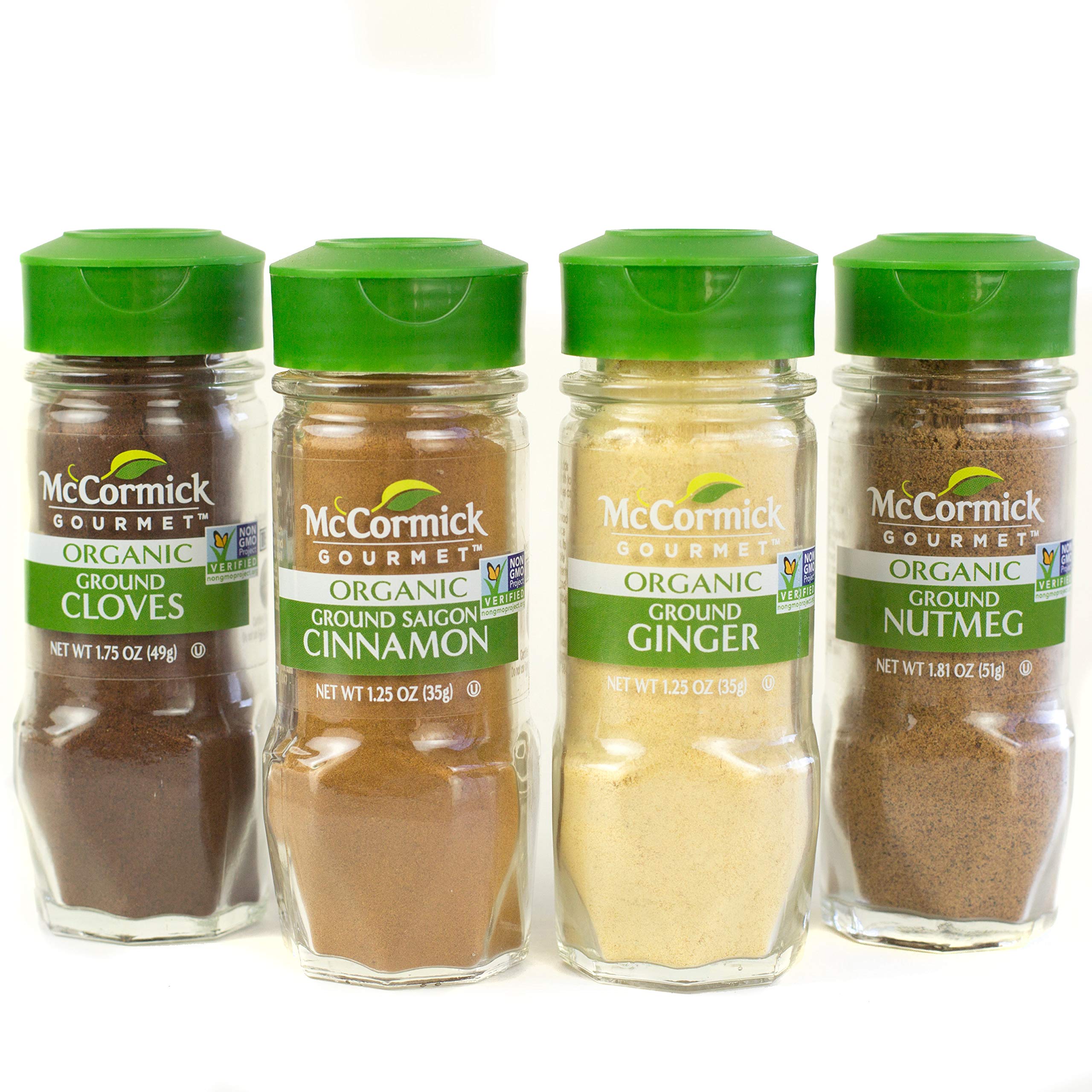 McCormick Gourmet Organic Baking Spices Variety Pack - Cloves, Saigon Cinnamon, Ginger, Nutmeg - 0.05 lb | Premium Organic Spices for Baking, Cooking & Holiday Recipes