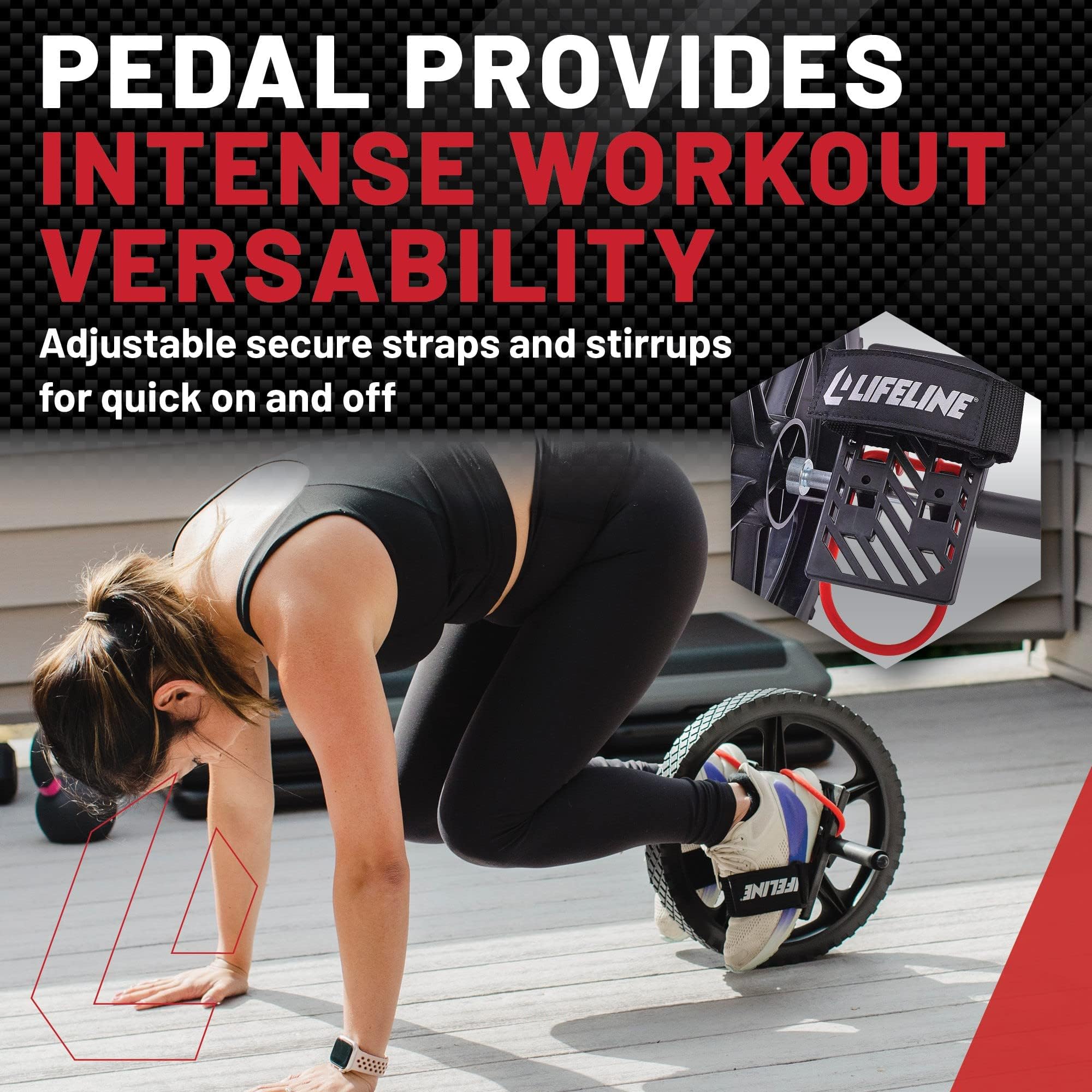 Lifeline Power Wheel for Full Body Functional Fitness - Strengthen Abs, Core, Lower & Upper Body with Adjustable Foot Straps | Home Gym Equipment for Strength Training & Core Workouts | Perfect for CrossFit, Yoga & Rehabilitation Exercises