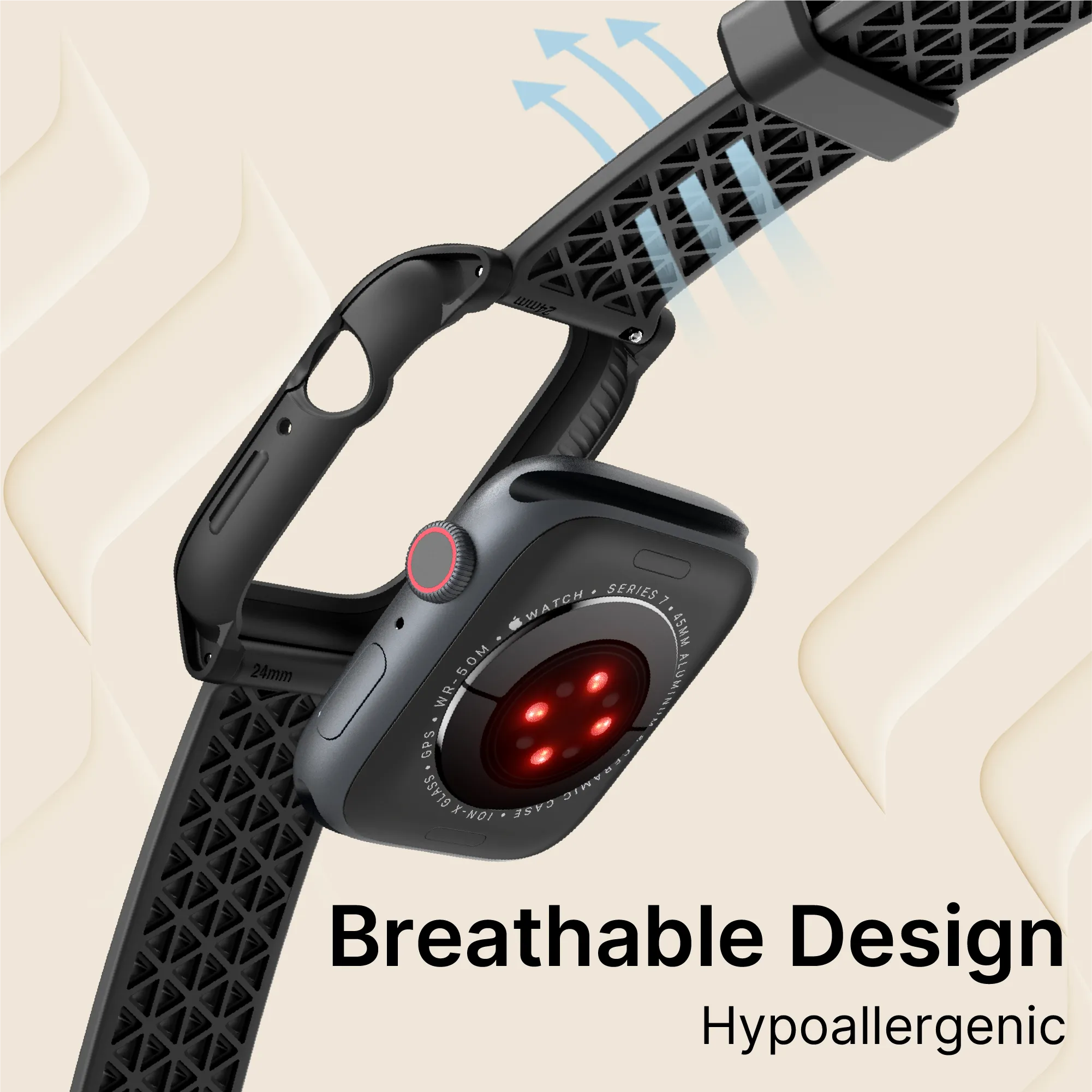 45mm Rugged Protective Case with Band for Apple Watch Series 9/8/7 - Shockproof & Scratch-Resistant Cover for Outdoor Sports, Workouts & Daily Use