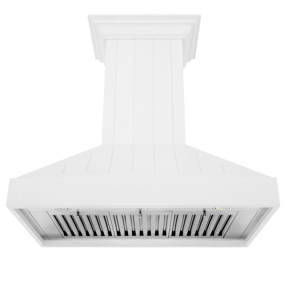 ZLINE 36 Inch Wooden Wall Mount Range Hood - Shiplap Bright White Finish (KPWW 36) | Powerful Kitchen Ventilation for Modern Farmhouse & Open Concept Homes