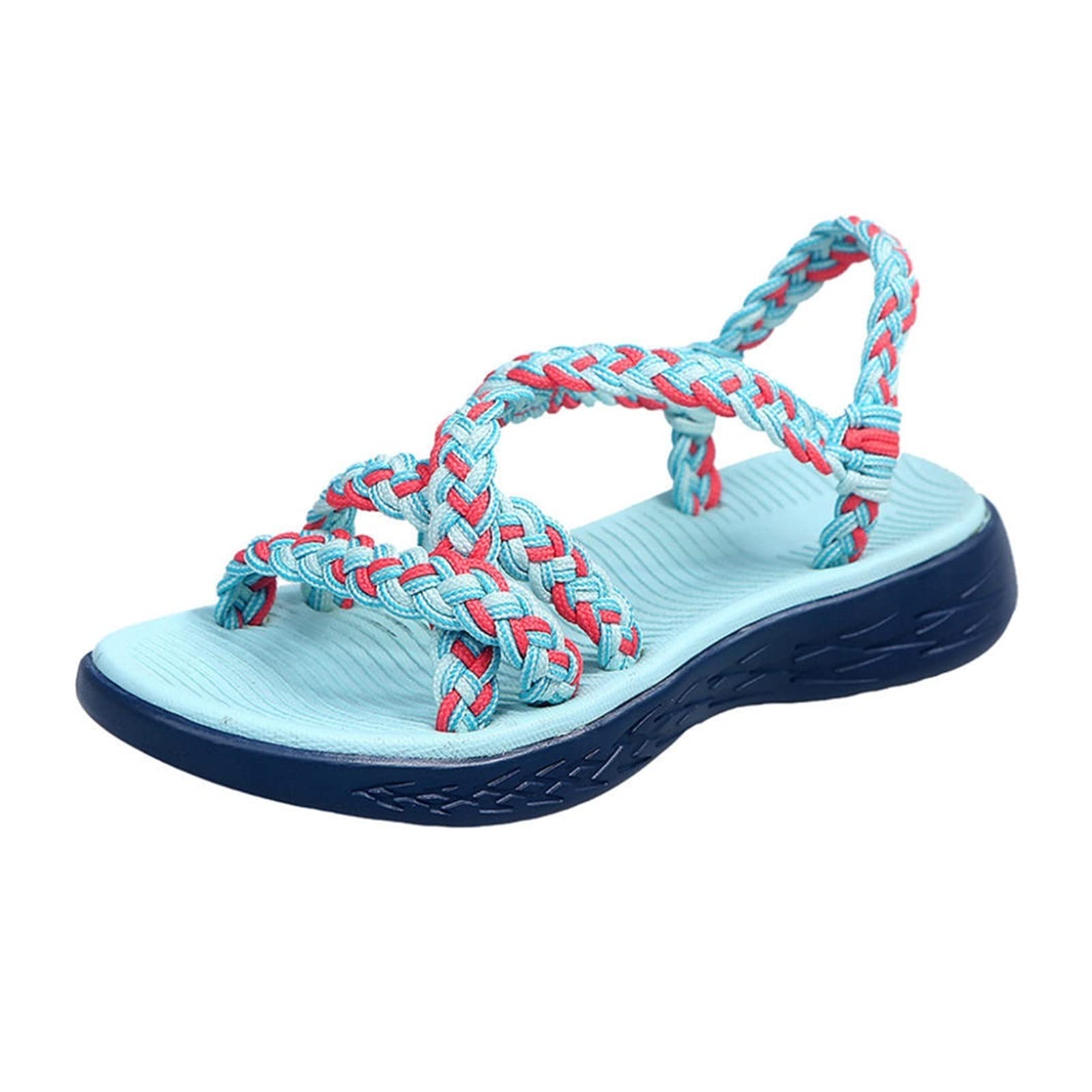 Viinice Women's Summer Sandals - Breathable Flat Sole Sports Beach Hiking Outdoor Sandals for Women | Comfortable Casual Walking Shoes | Perfect for Beach, Travel, Gym & Daily Wear (Blue, Size 6)