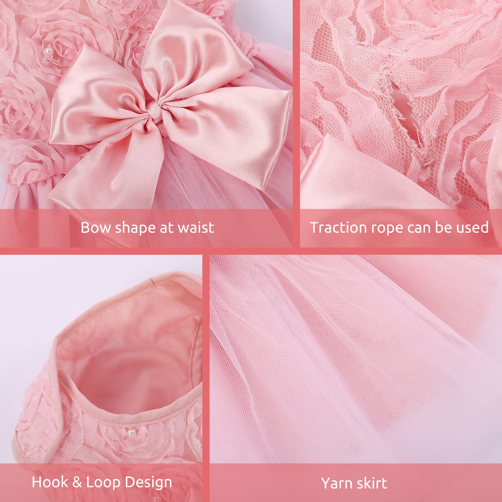 ASENKU Dog Dress - Pet Wedding Dress with Lace for Puppy Birthday Party, Formal Princess Outfit for Small & Medium Dogs & Cats (XX-Small, Pink) | Perfect for Weddings, Birthday Celebrations & Special Occasions