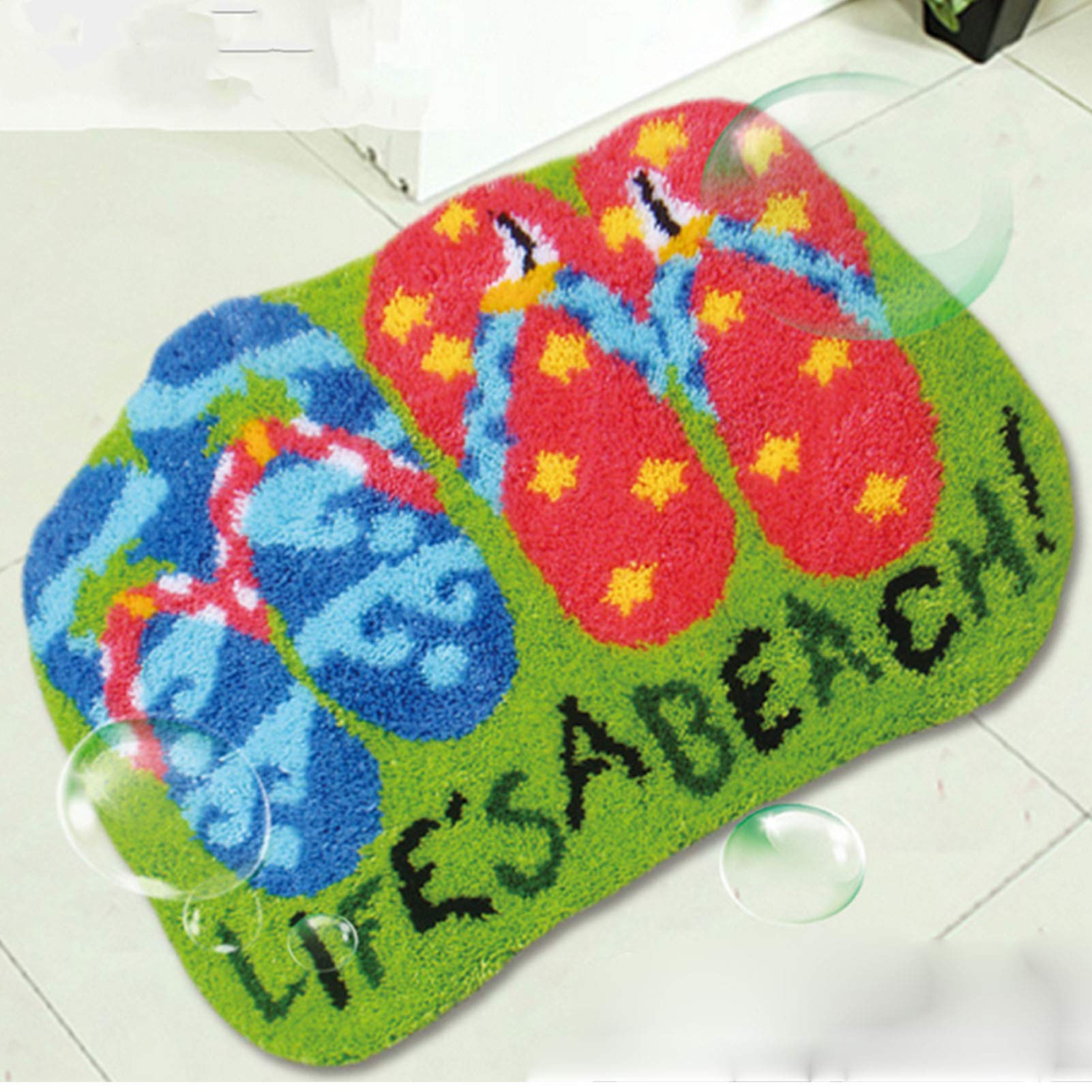 LCYZ DIY Crochet Hook Carpet Kit - Unfinished Needlework Yarn Pad with Cute Pattern Printing, Large Size Embroidered Carpet Cover for Home Decor | Perfect for Living Room, Bedroom & Nursery Floor Mats