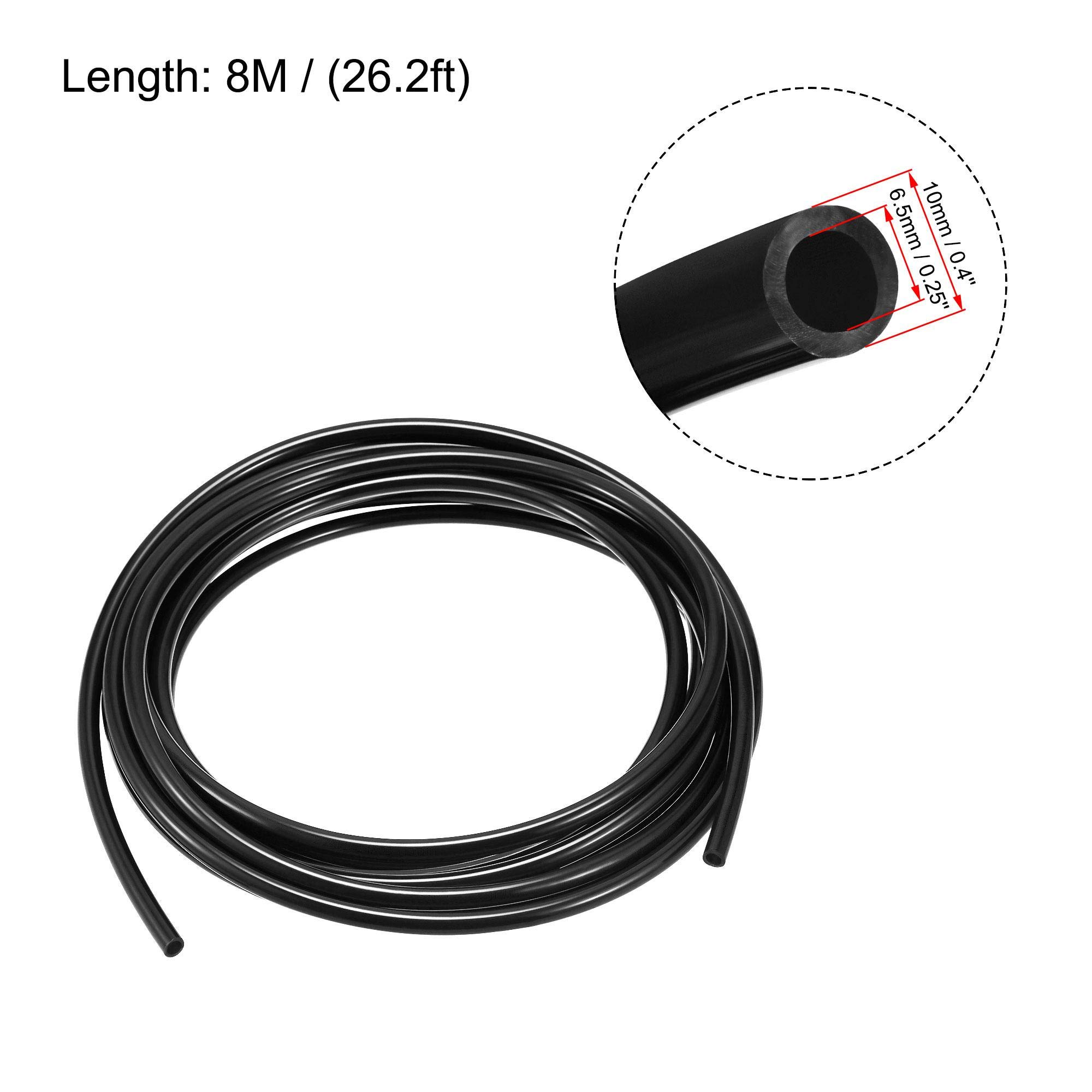 uxcell 6.5mm ID x 10mm OD PU Pneumatic Air Hose Tubing - 8m/26.2Ft Black for Air Compressor, Pneumatic Tools & DIY Projects - Ideal for Workshops, Garages & Industrial Applications