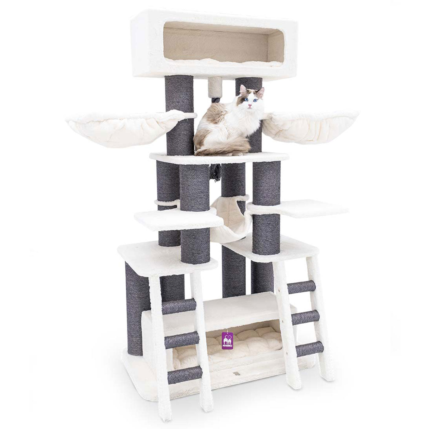 Lucky Rebels Skybox 187cm Cat Tree - Large Multi-Level Cat Condo with Scratching Posts & Perches - Perfect for Indoor Cats, Play & Rest - Durable & Stylish Cat Furniture for Home or Office
