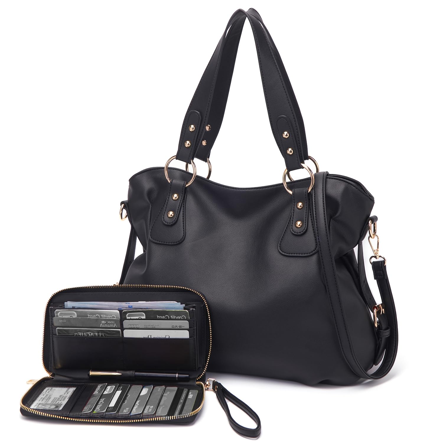Women's Large Hobo Bag & Wallet Set - Fashion Tote Shoulder Bag with Crossbody Wallet - Perfect for Work, Travel & Everyday Use