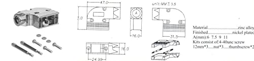 DB9 Female Solder Type Shielded Metal Elbow Hood Connector - 90 Degree Right Angle Adapter for Industrial Equipment, Computer Servers & Audio/Video Devices