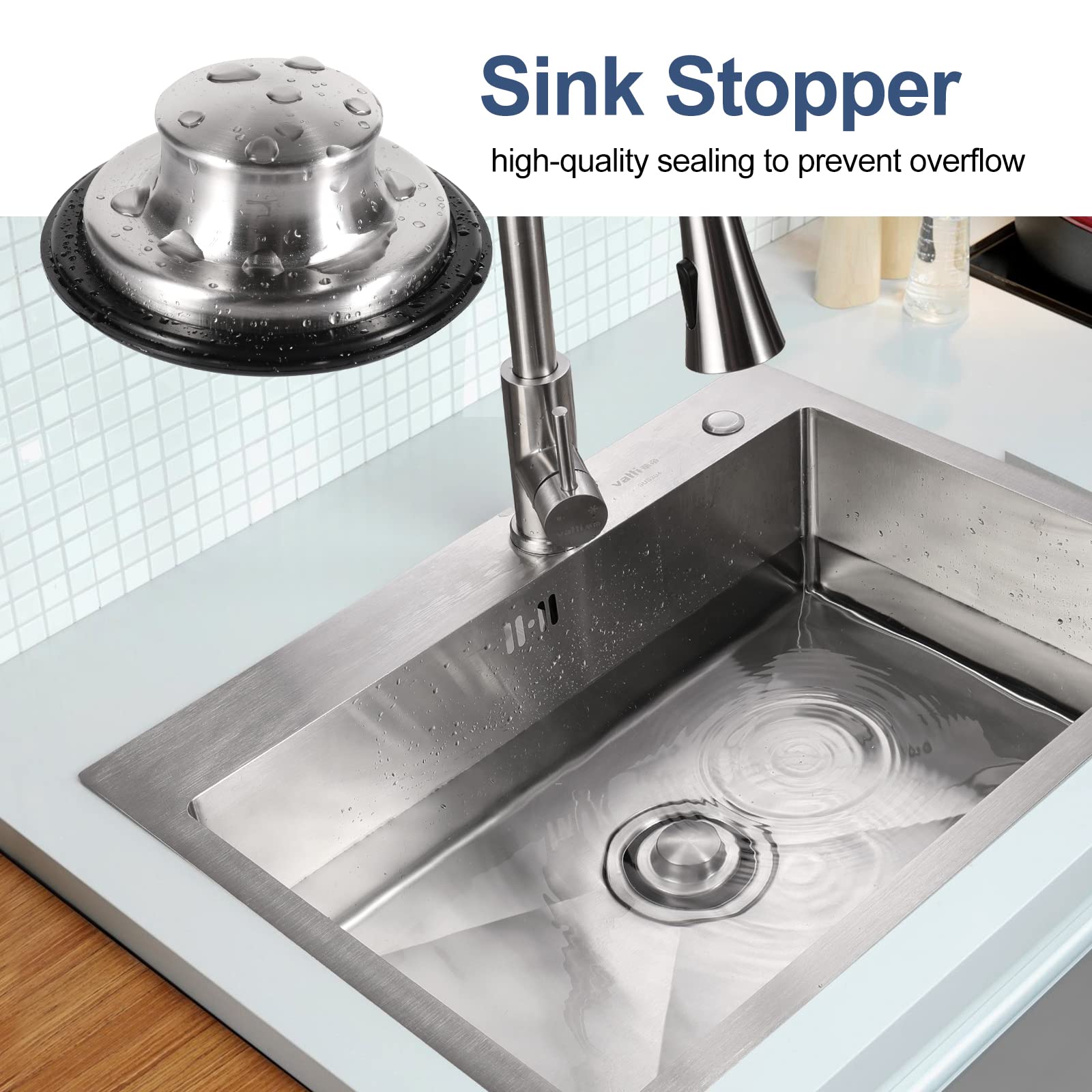Stainless Steel 3.5 Inch Universal Kitchen Sink Stopper Plug Cover - Fits InSinkErator, Moen, Waste Maid Garbage Disposal Flange Drain (Brushed Finish) | Durable Sink Drain Cover for Bathroom, Laundry & Kitchen Use