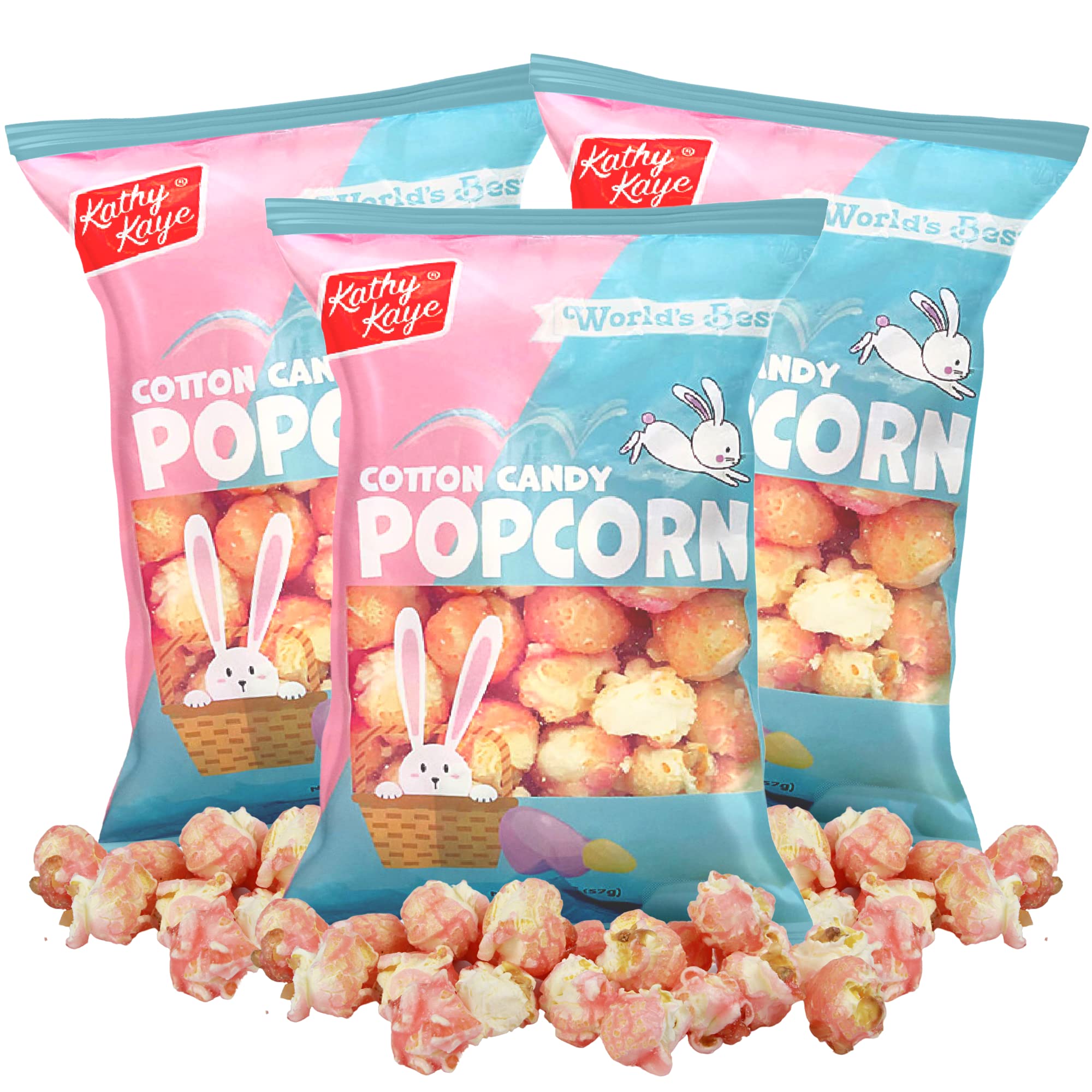 Needzo Pink Cotton Candy Flavored Popcorn - Ready to Eat Movie Theater Snacks, Shareable Snack Bags for Parties & Easter 2024 (Pack of 3) - Perfect for Family Movie Nights, Birthday Celebrations and Holiday Gatherings