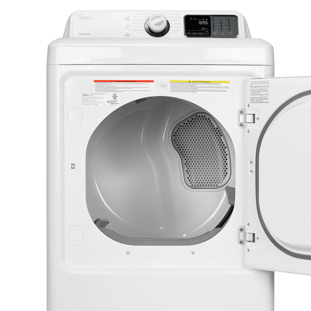 Midea MLG45N1BWW 7.5 Cu. Ft. White Front Load Gas Dryer - Energy Efficient Laundry Appliance for Home & Apartment Use
