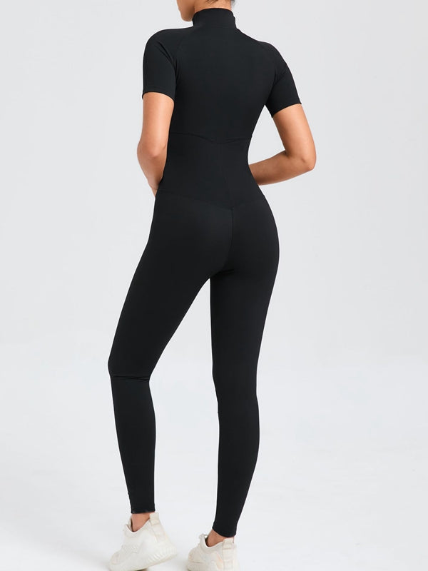 ZASUWA Women's Stand Collar Zipper Jumpsuit - Stylish One-Piece Outfit for Casual Wear, Office, and Evening Events