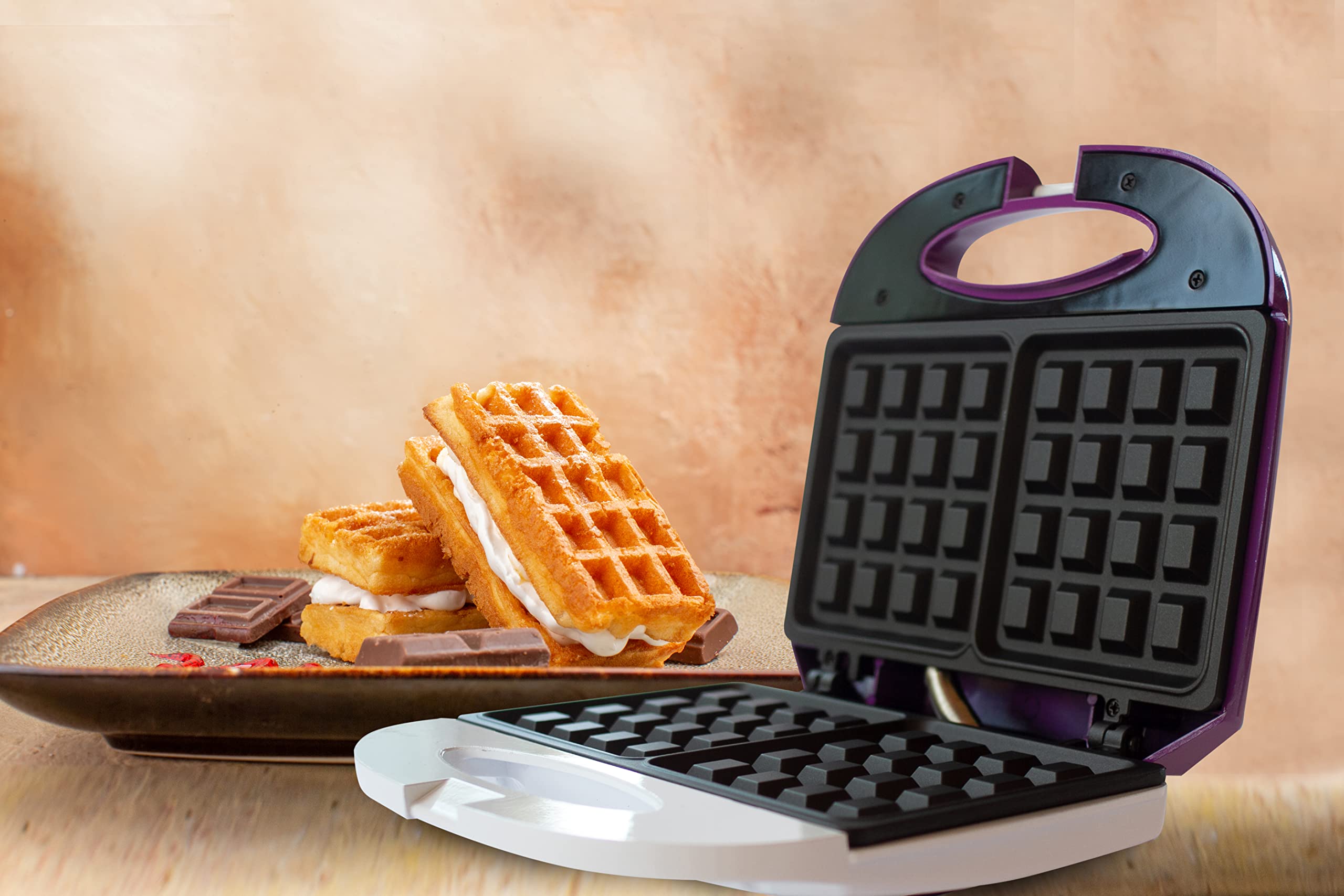 Non-Stick Waffle Maker with LED On/Off Indicator - 820W Fast & Tasty Waffle Iron for Quick Breakfast, Brunch, or Dessert | Perfect for Home, Office, or Gifting