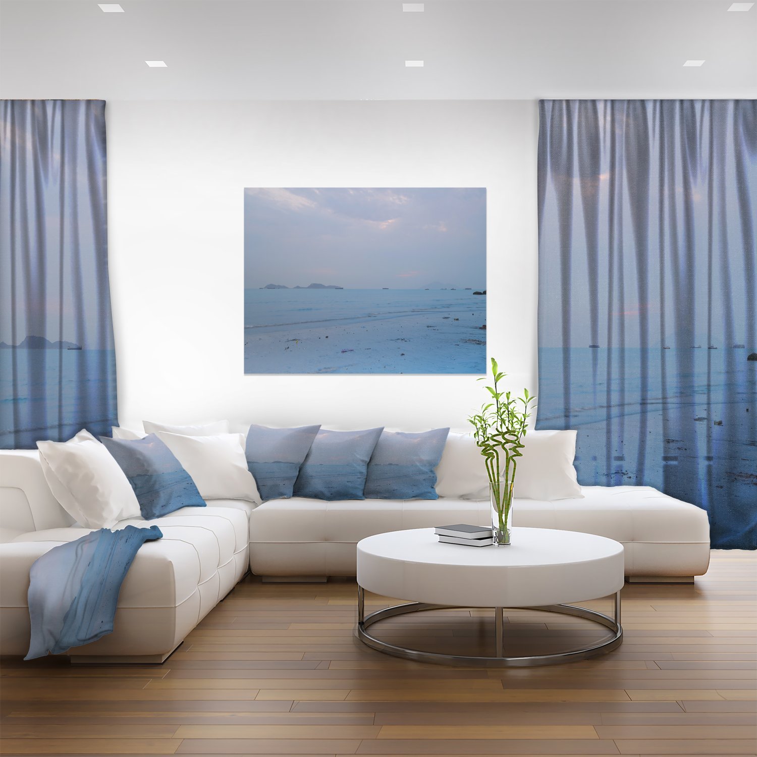 Light Blue Sunset at Lung Kwu Tan Beach - Stunning Landscape Canvas Wall Art for Living Room, Bedroom & Office Decor