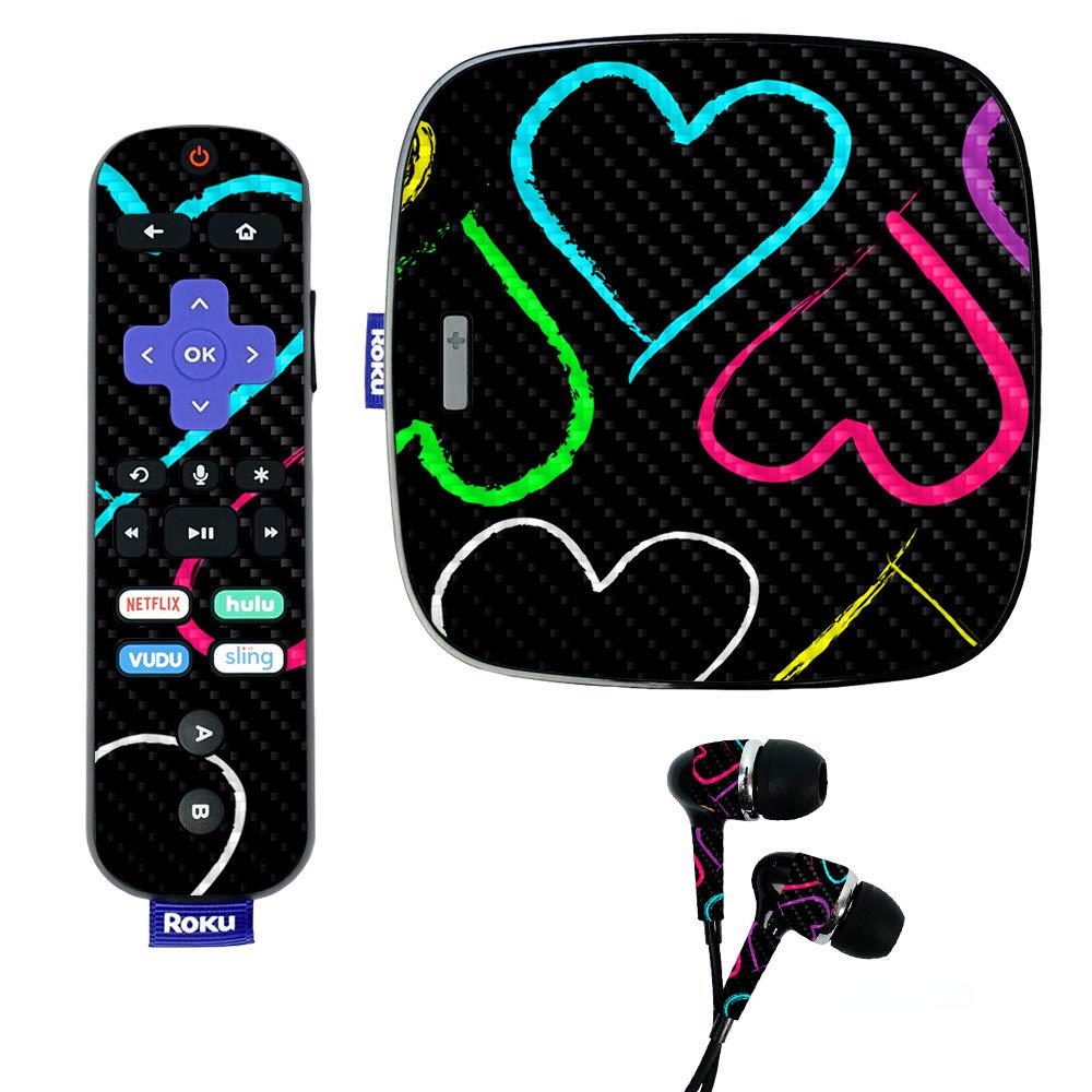 Carbon Fiber Skin for Roku Ultra - Hearts Design | Durable & Easy to Apply | Perfect for Home Entertainment