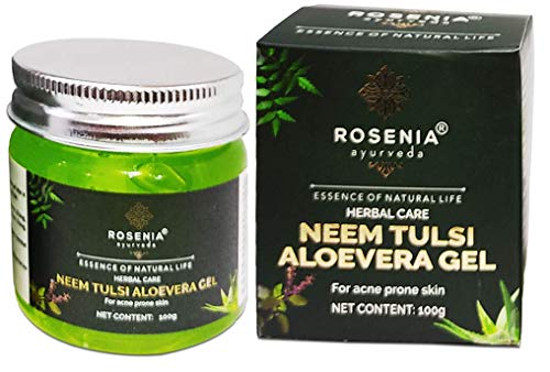 Rosenia Ayurveda Neem, Tulsi, Aloe Vera Face Gel - 100g Anti-Acne & Pimple Treatment for Clear Skin | Perfect for Daily Skincare Routine & Oily Skin Care