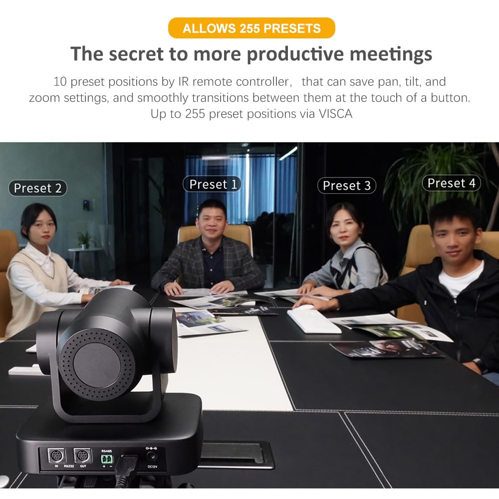 Cousopo PTZ Camera 1080P HD Video Conference Webcam with 10X Optical Zoom, USB Plug and Play for Teleconferencing, Live Streaming, Broadcasting, Online Meetings & Remote Learning