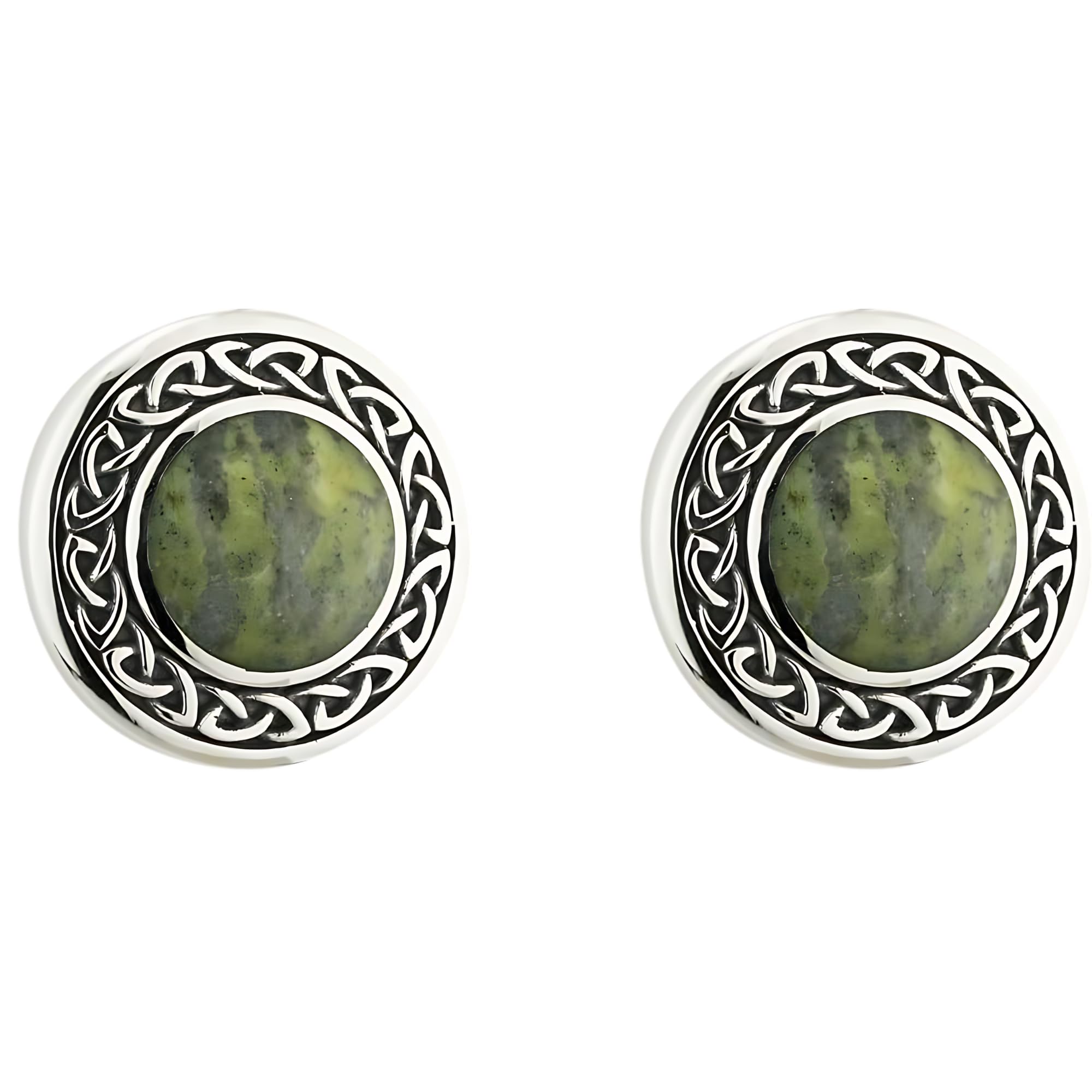 Biddy Murphy Irish Connemara Marble Sterling Silver Round Stud Earrings for Women | Handmade in Ireland | Traditional Celtic Knot Design | Perfect for St. Patrick's Day, Weddings & Special Occasions