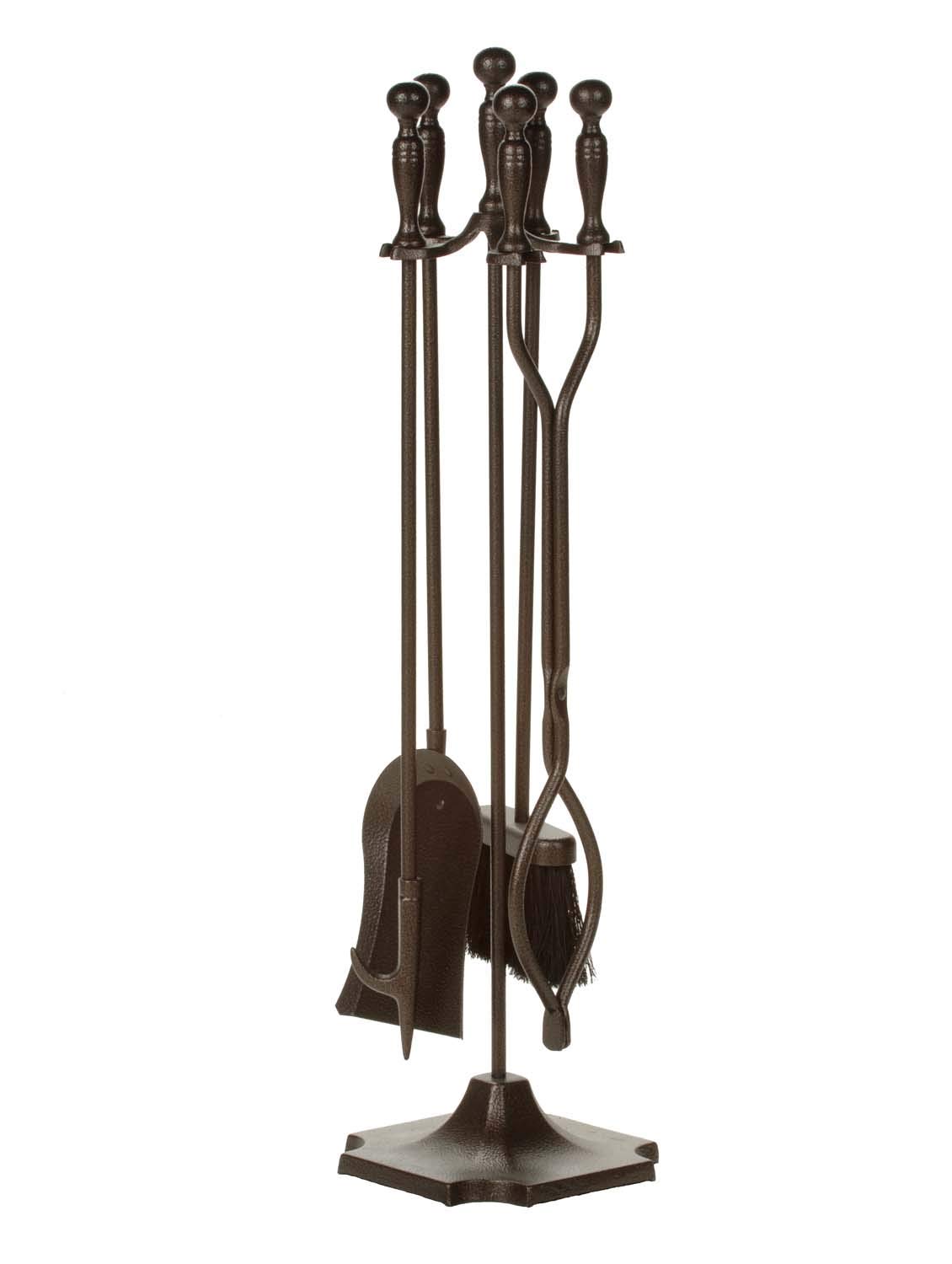 Dagan 5-Piece Bronze Fireplace Tool Set (DG-6532) - Heavy Duty Fireplace Accessories for Wood Burning Stoves, Fire Pits & Home Decor