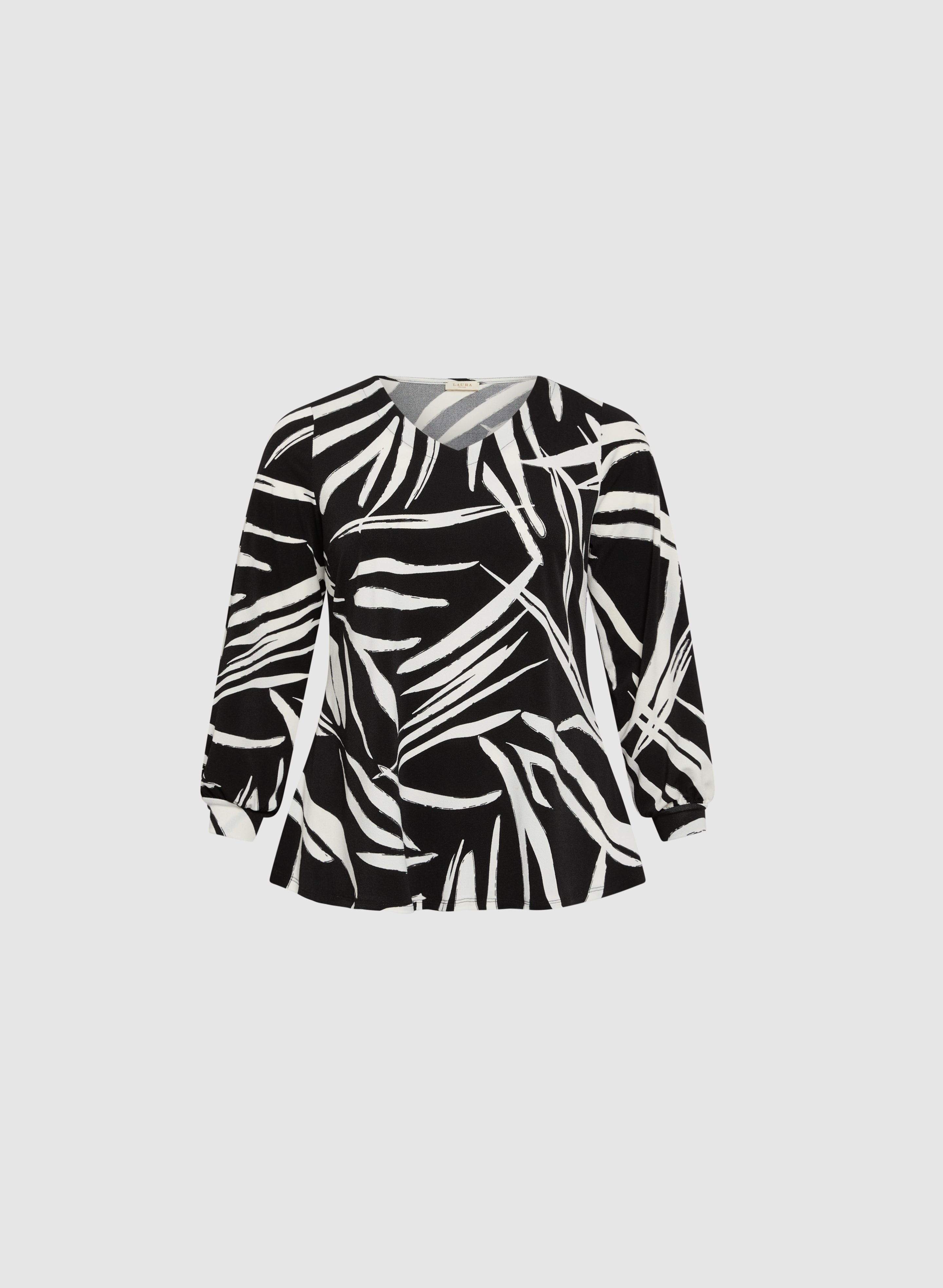 Stylish Abstract Print V-Neck Top for Women - Trendy Casual Blouse for Everyday Wear, Office & Outings