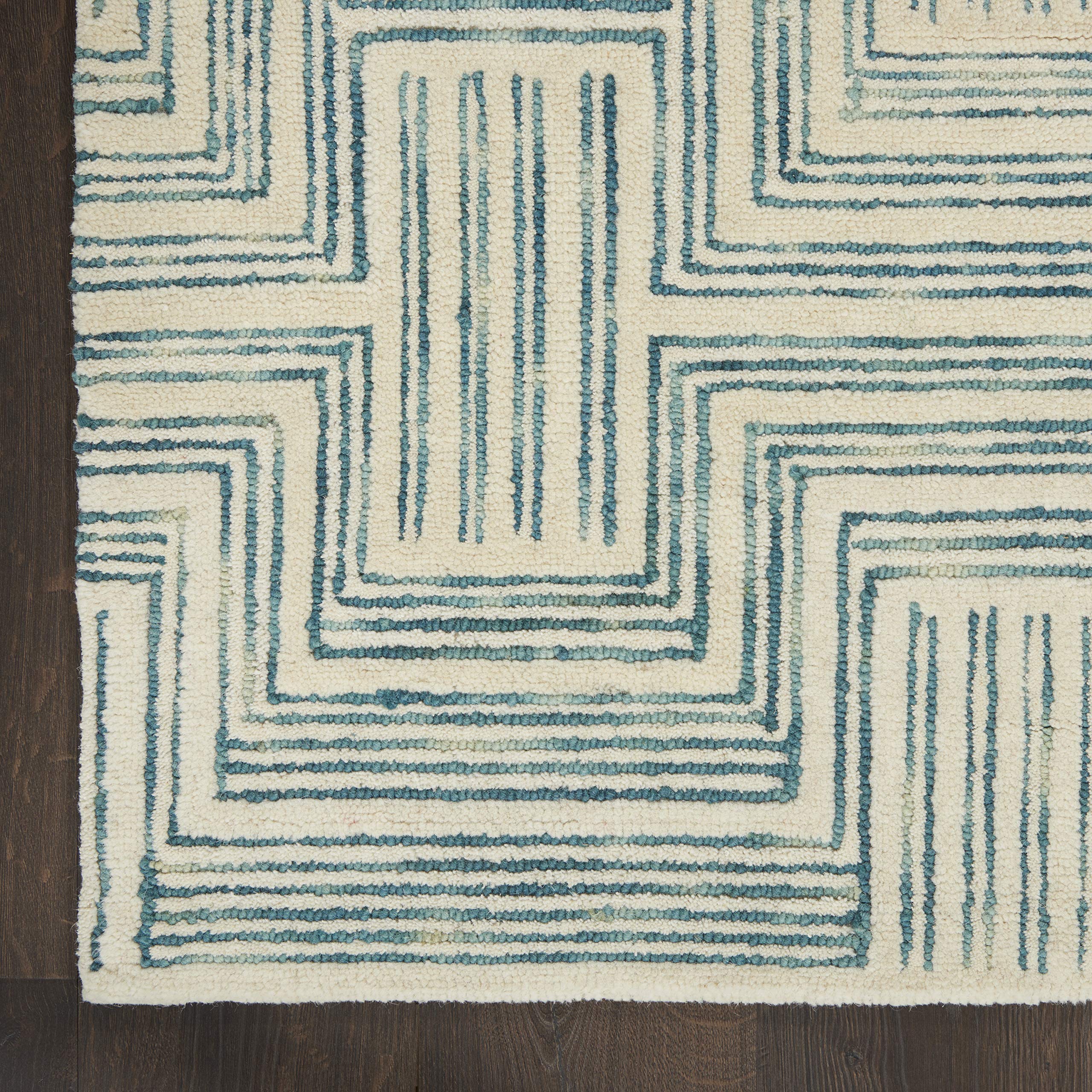 Nourison Linked Bohemian Ivory/Turquoise 5' x 7'6