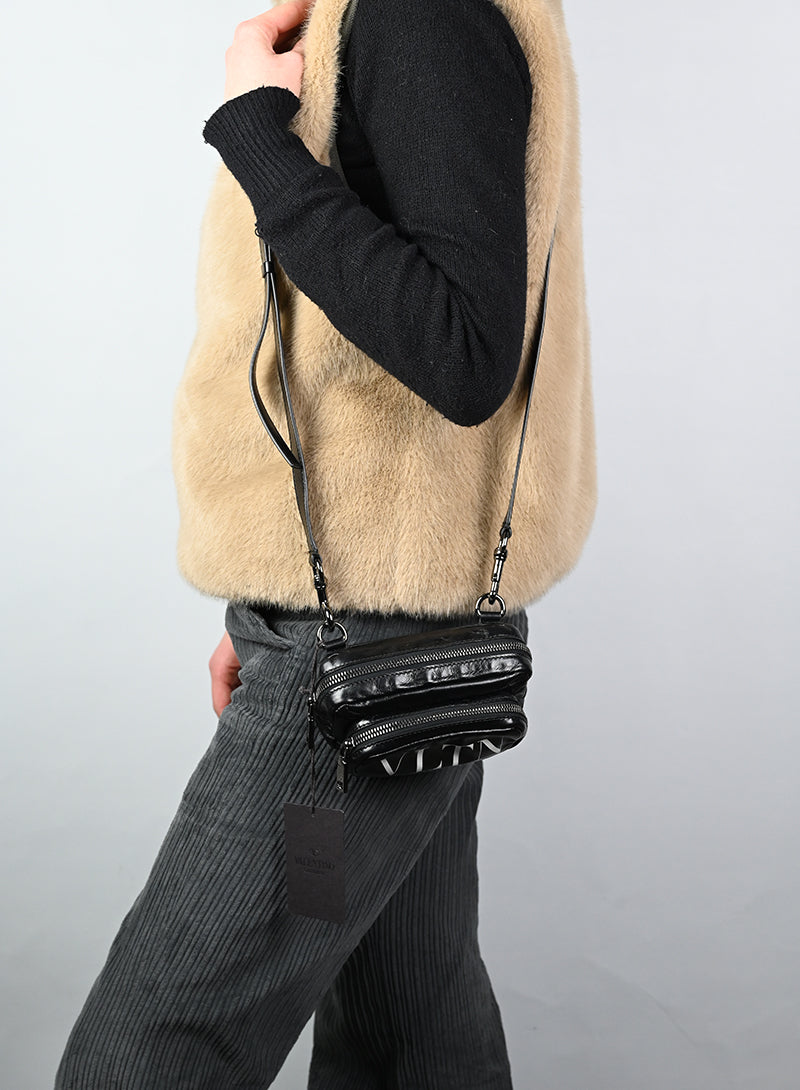 Valentino Black VLTN Crossbody Bag for Women | Luxury Leather Shoulder Purse | Perfect for Parties, Dates & Evening Events
