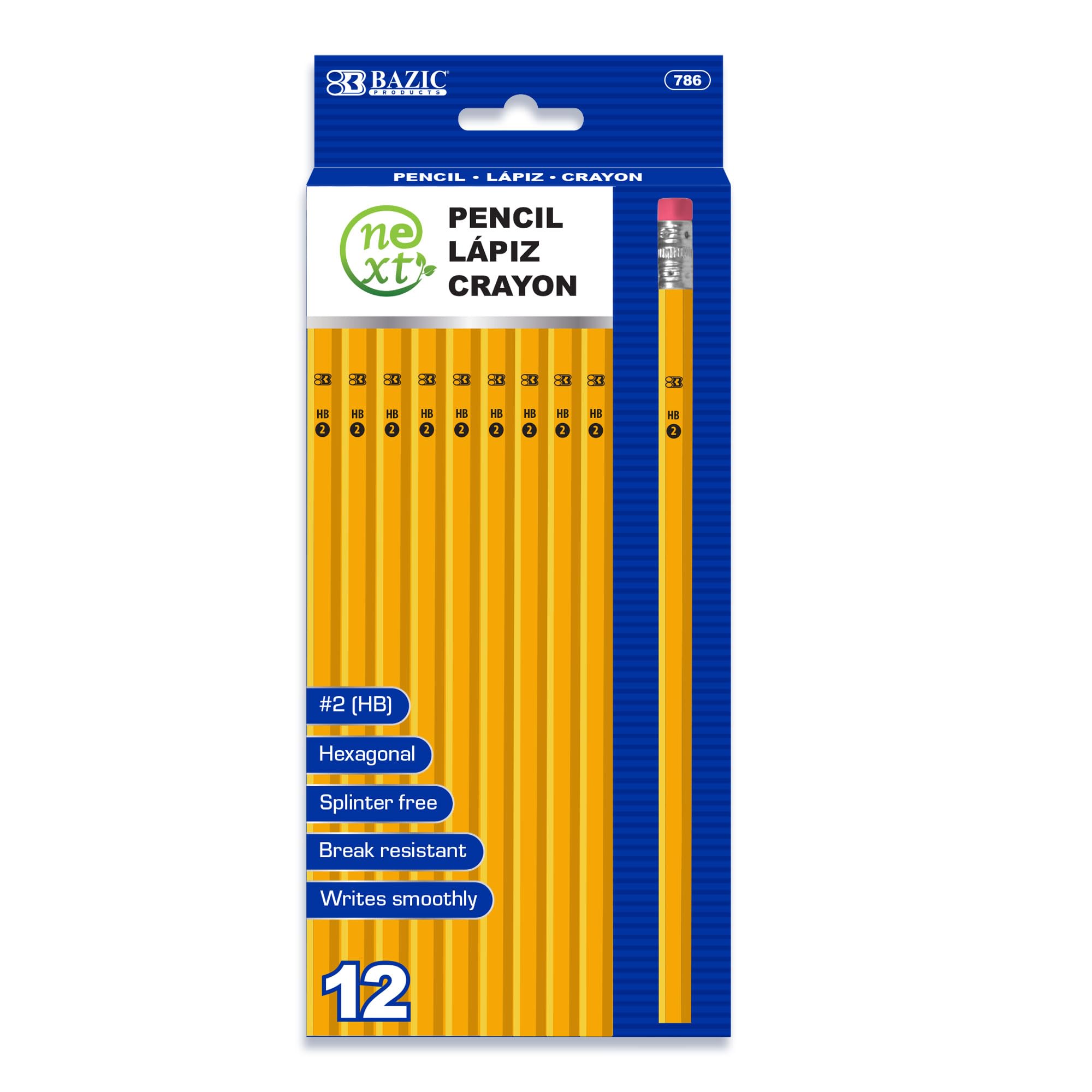 BAZIC #2 HB Pencils Bulk, 24-Packs (288 Pencils Total) - Pre-Sharpened Wooden School Pencils with Latex-Free Erasers for Exams, Office & Classroom Use - Perfect for Standardized Testing, Writing & Sketching