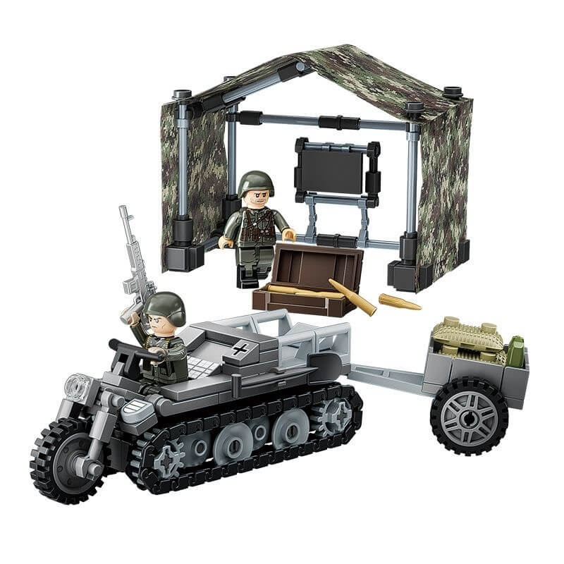 CAYI 6825 SdKfz 2 WWII German Tracked Motorcycle Model Kit - 1/35 Scale Military Vehicle for Collectors & History Enthusiasts | Perfect for Display, Diorama Building & Gift Giving