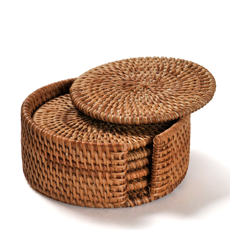 Handmade Rattan Tea Cup Holder - Natural Woven Bamboo Coaster for Hot & Cold Drinks - Perfect for Tea, Coffee, and Beverage Serving - Ideal for Home, Office, and Outdoor Use