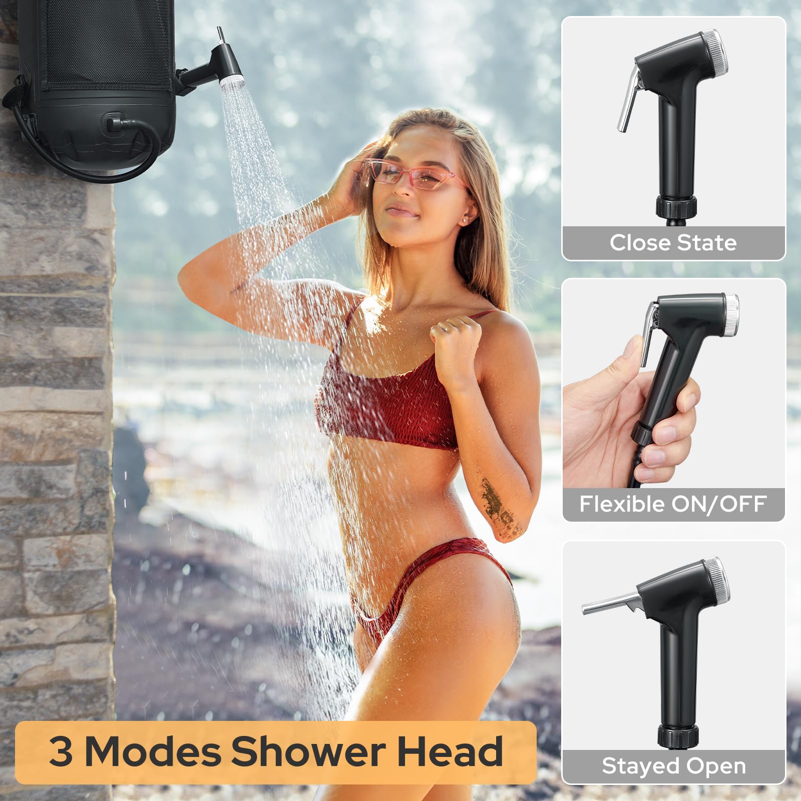 **5 Gallon Solar Shower Bag for Camping - Portable Outdoor Shower with Solar Heating, Upgraded Thickened Leak-Proof Material - Perfect for Travel, Surfing, Hiking & Beach Trips**