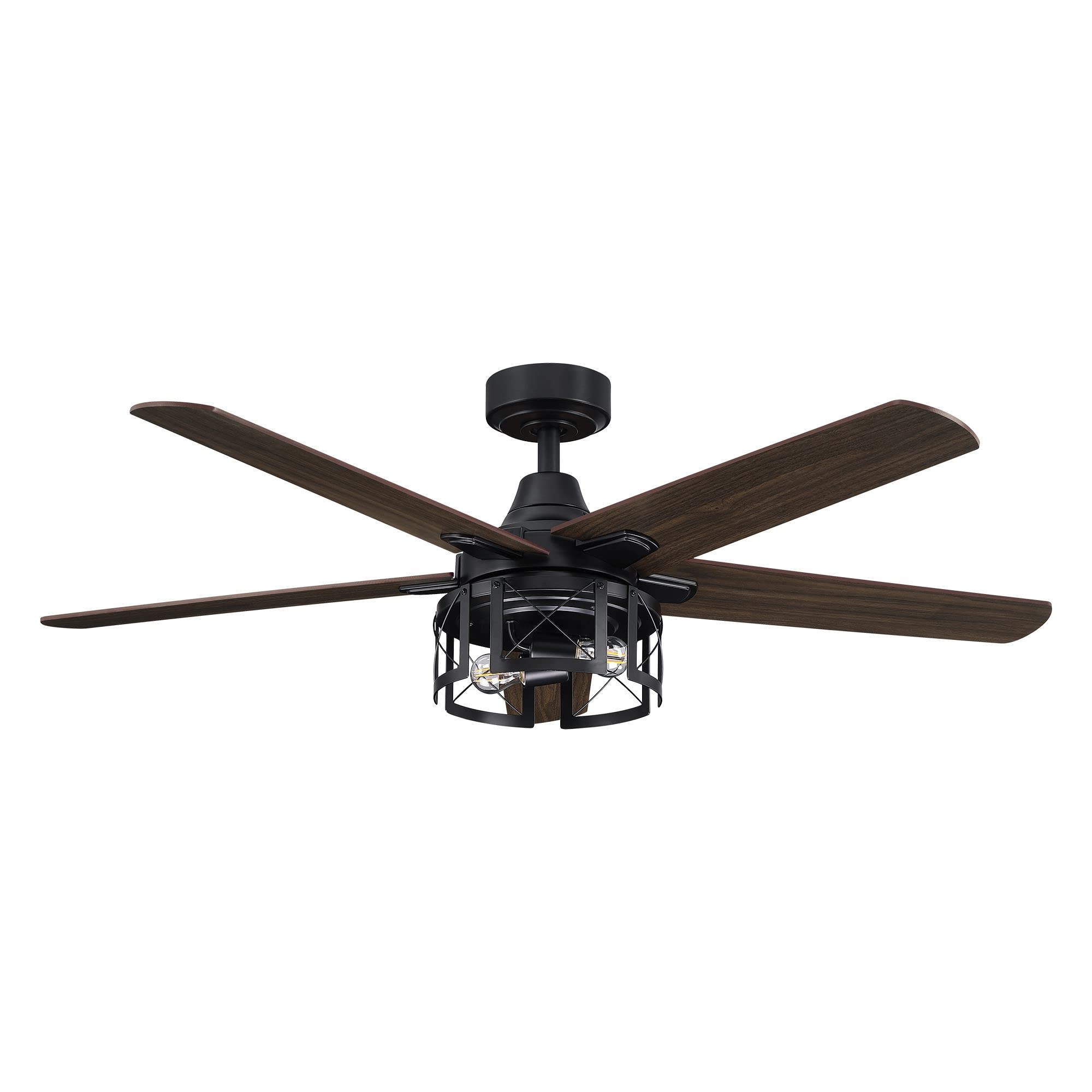 52 Inch Black Farmhouse Ceiling Fan with Lights and Remote Control - Indoor/Outdoor Use for Bedroom, Living Room, Covered Patio, Porch & More - Energy Efficient & Quiet Operation - Parrot Uncle Brand
