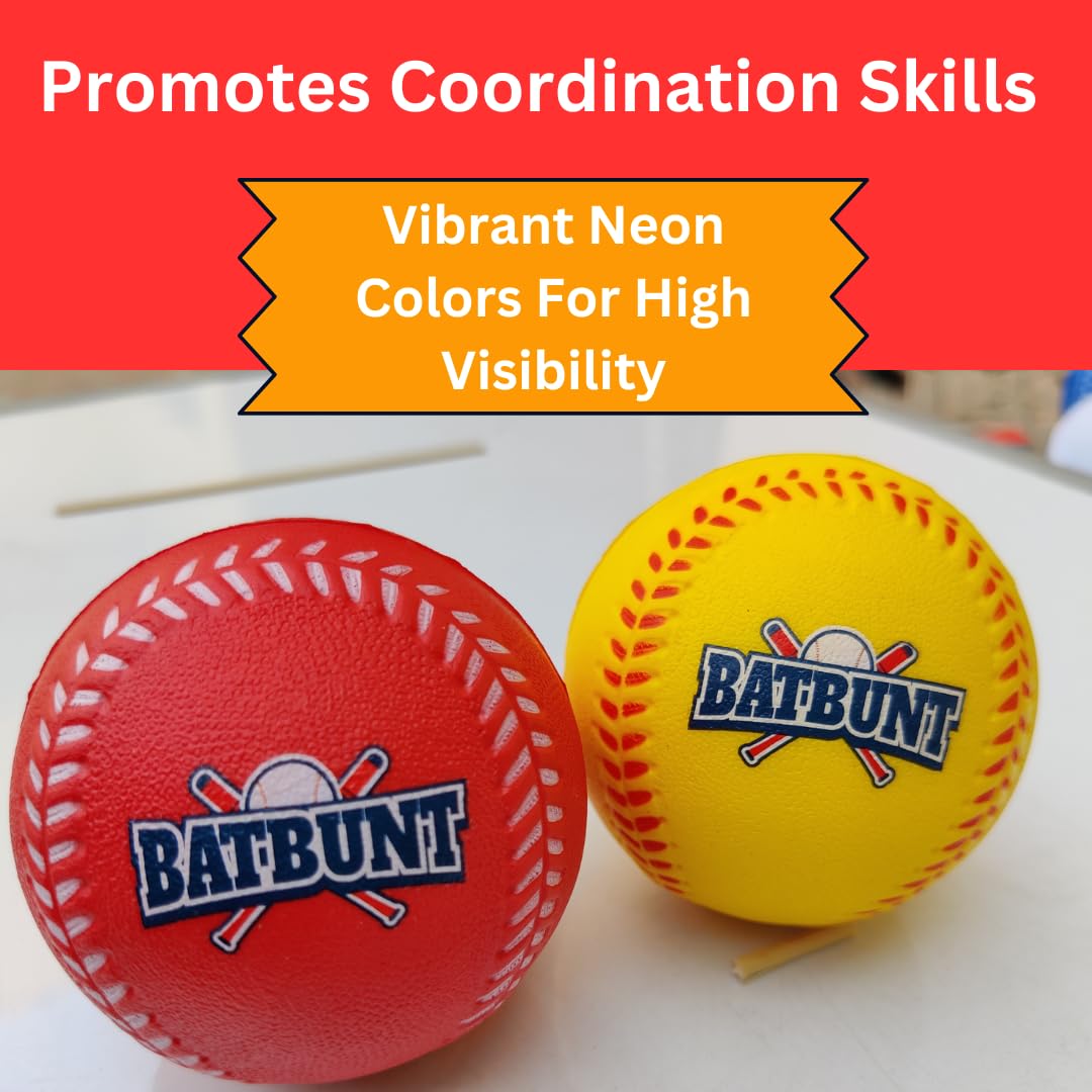 Soft Foam Baseballs for Kids & Teens - 4 Pack Training Balls (Red, Blue, Yellow, Green) | Safe Squishy Practice Baseballs for Hitting Drills, T-Ball Games & Backyard Play | Perfect for Youth Baseball Training, Batting Practice & Replacement Balls