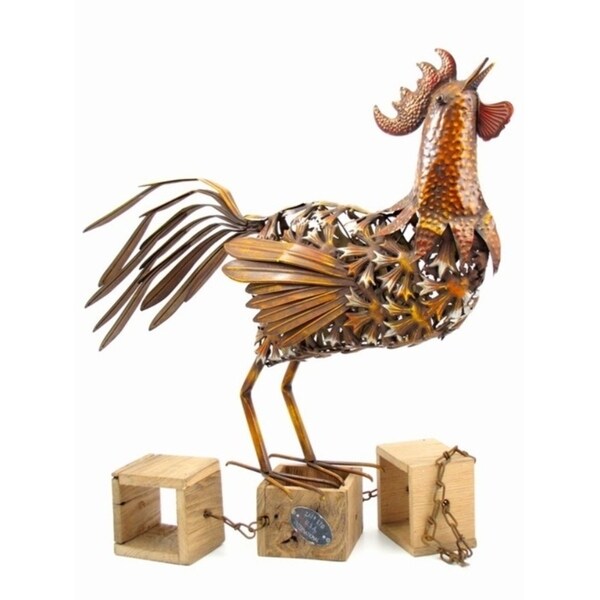 Hand-Painted Metal Rooster Figurine - Autumn Decor for Home, Office & Garden | Unique Fall Decoration & Gift Idea