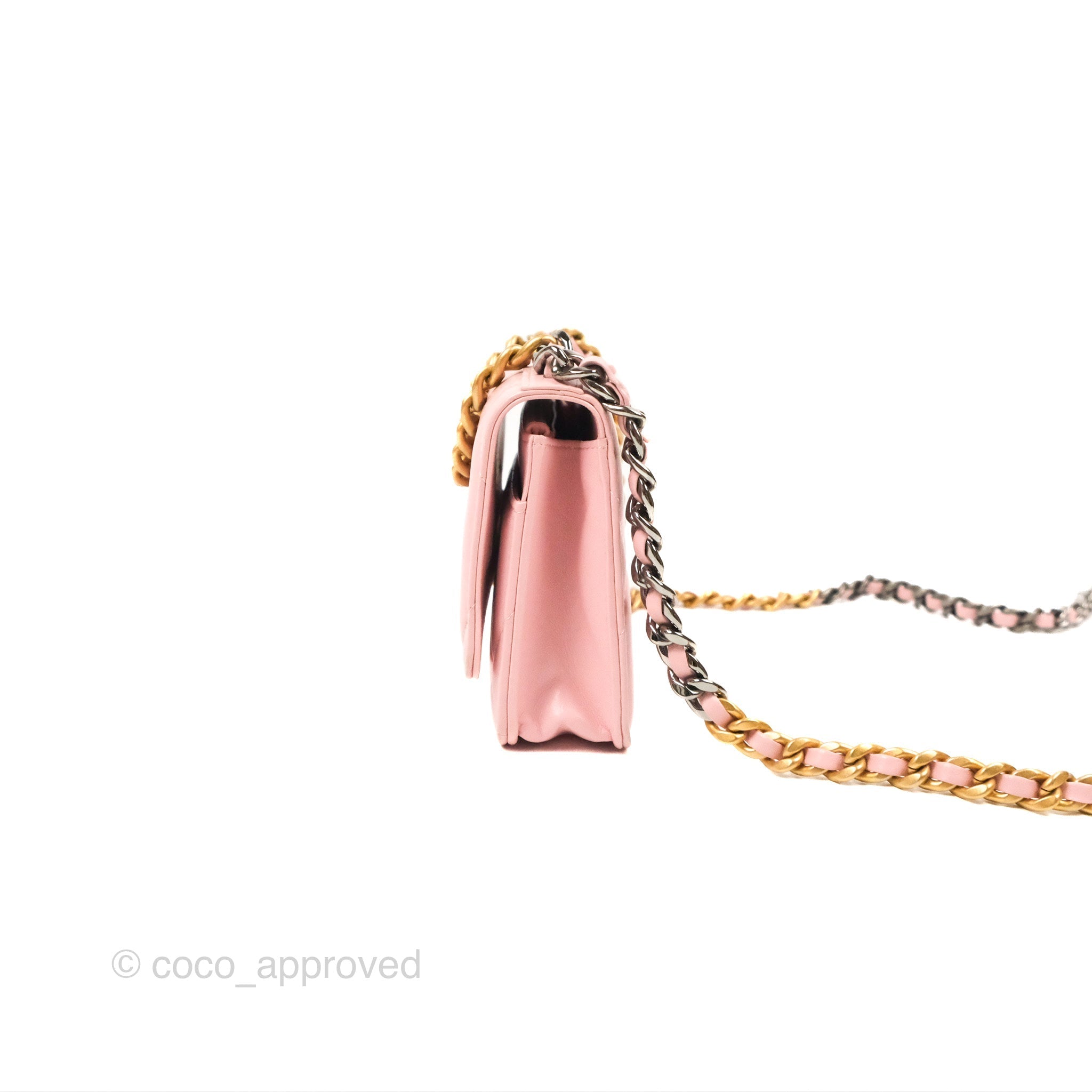 Chanel 19 Wallet on Chain WOC Light Pink Mixed Hardware Crossbody Bag - Luxury Designer Handbag for Women, Perfect for Date Night & Evening Events