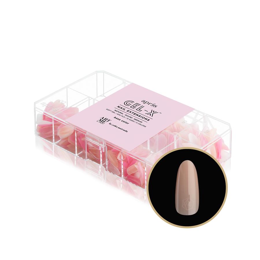 Apres Gel X Tips by Yoko - Natural Round Medium Base Color for Nail Extensions | Perfect for Salon, DIY Manicures & Special Occasions
