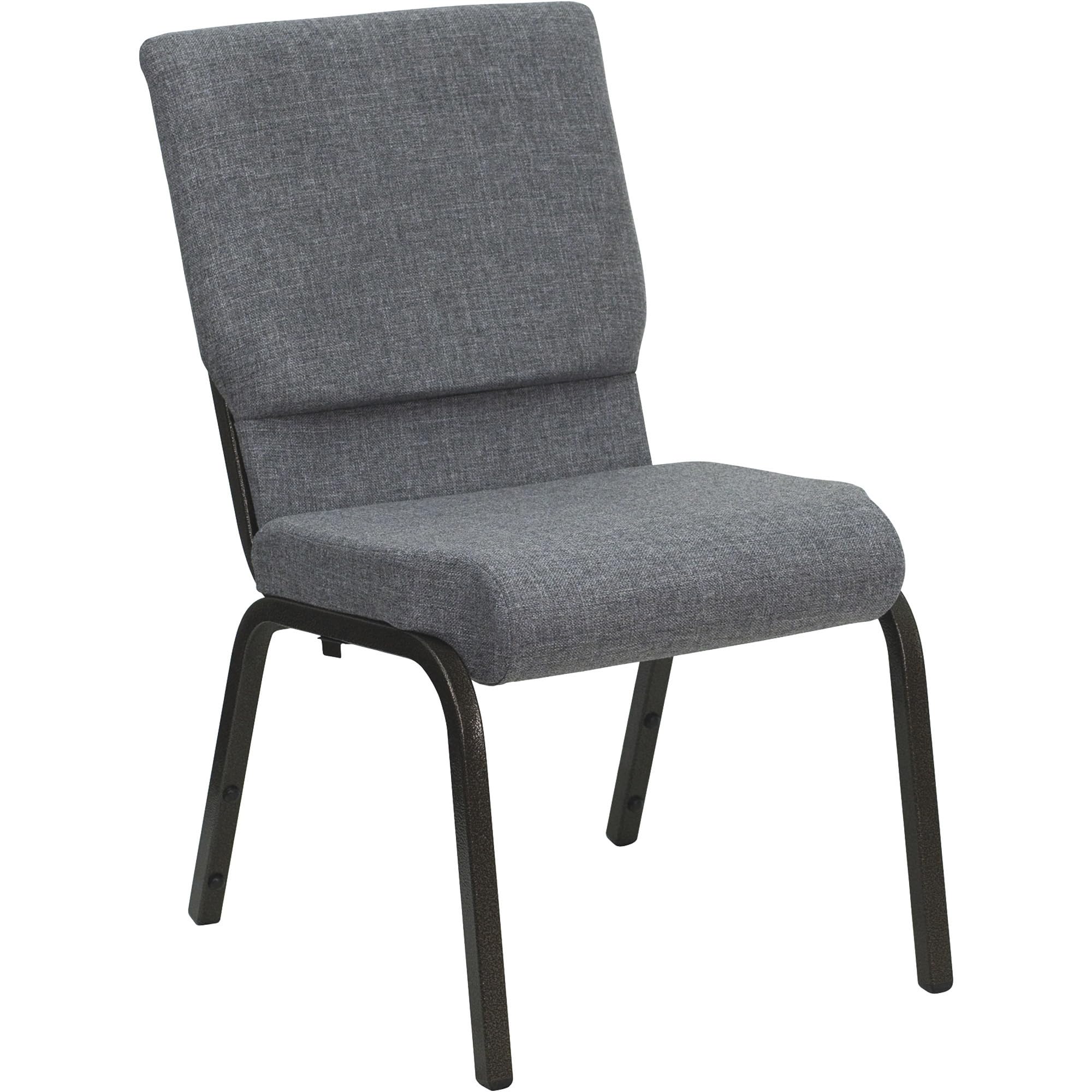 Flash Furniture HERCULES Series 18.5''W Stacking Church Chair - Gray Fabric with Gold Vein Frame | Durable & Space-Saving Seating for Churches, Events & Banquets