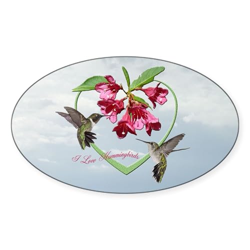 White - I Love Hummingbirds Oval Sticker