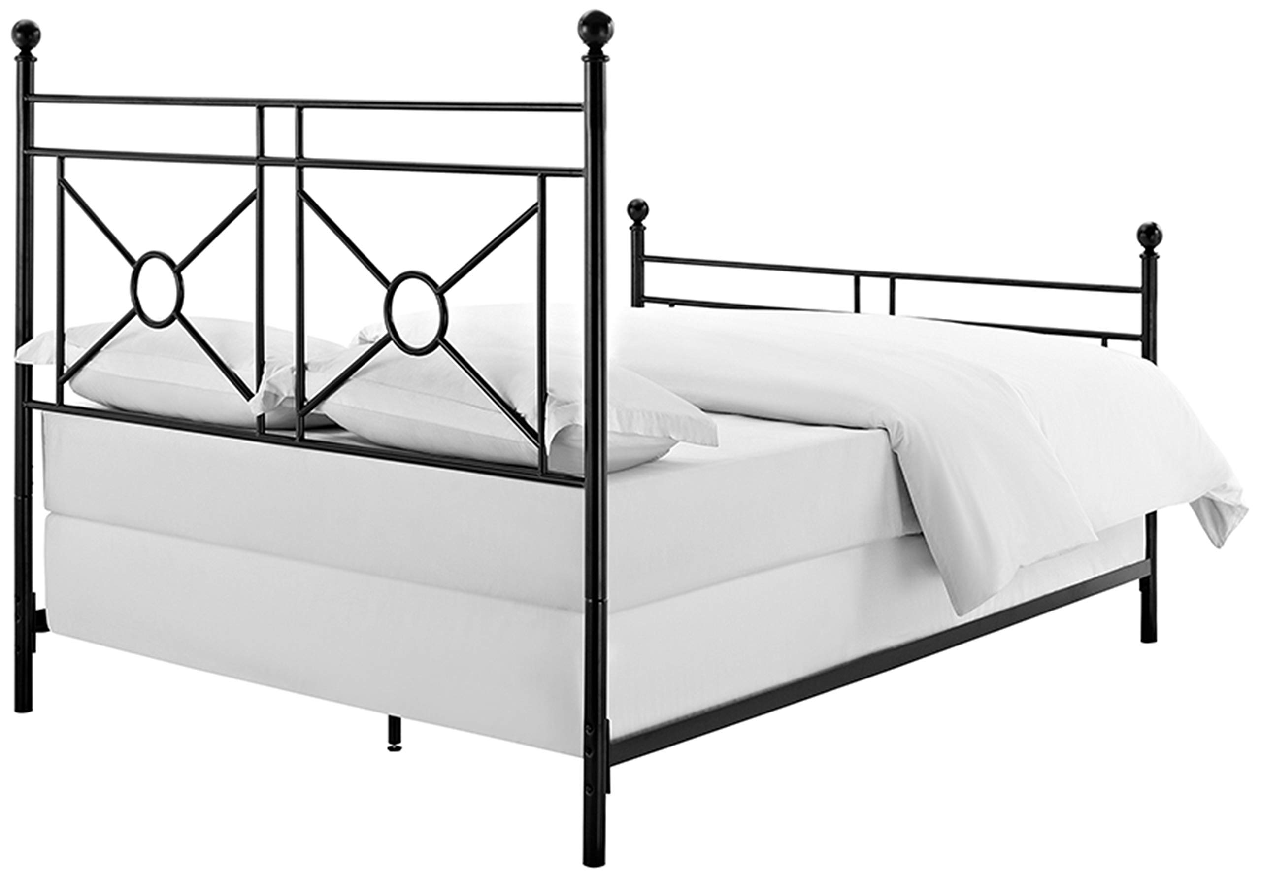 Crosley Montgomery Queen Size Bed Frame Set in Black - Modern Bedroom Furniture for Master & Guest Rooms