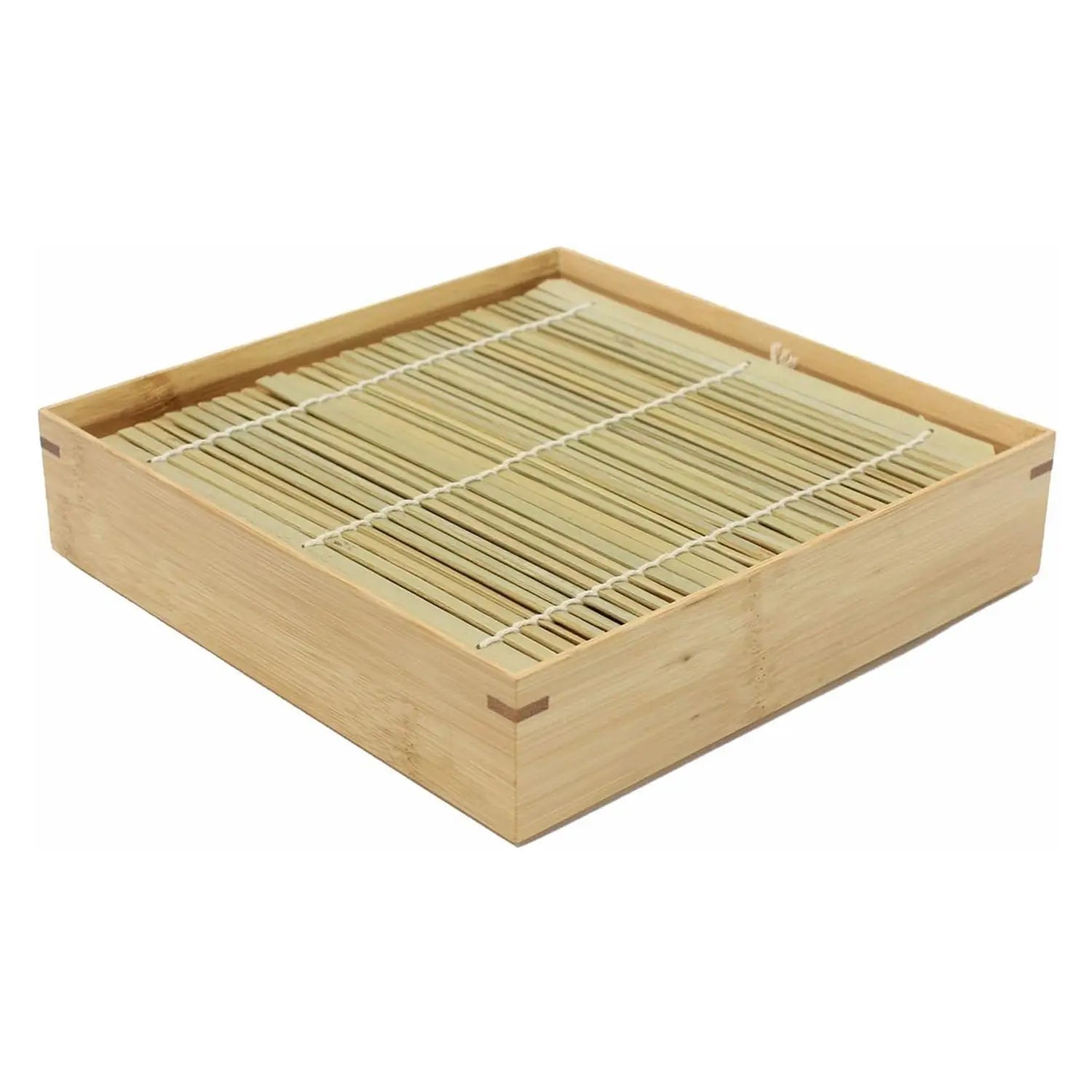 Manyo Bamboo Square Soba Noodle Serving Box - Eco-Friendly Japanese Bento Lunch Box for Sushi, Noodles & Meal Prep - Perfect for Home, Office & Picnics