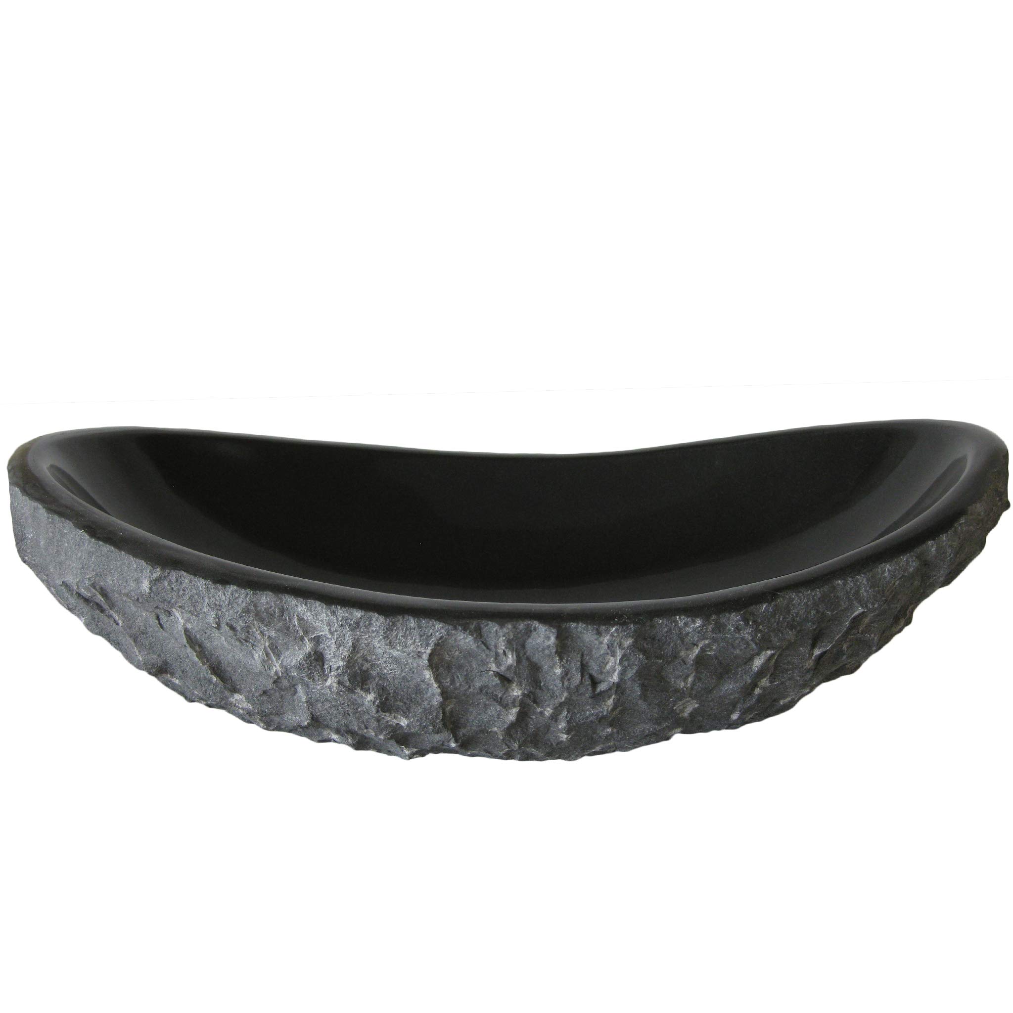 Novatto Absolute Natural Granite Vessel Sink with Matte Black Umbrella Drain - Modern Bathroom Vanity Sink for Powder Room, Guest Bath & Luxury Home Decor