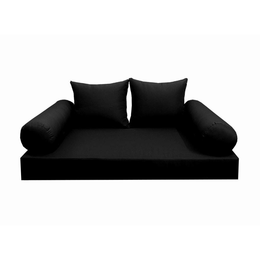 Prolinemax 5-Piece Outdoor Daybed Mattress Set with Bolster Pillows & Fitted Sheet Cover - S.4 Full Size, Knife Edge Design AD109 - Perfect for Patio, Poolside, and Garden Lounging