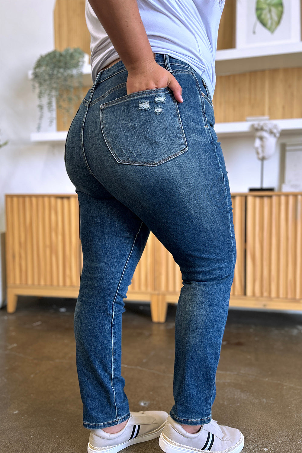 Judy Blue High Waist Tummy Control Slimming Jeans for Women - Comfortable Stretch Denim Pants for Everyday Wear & Casual Outfits