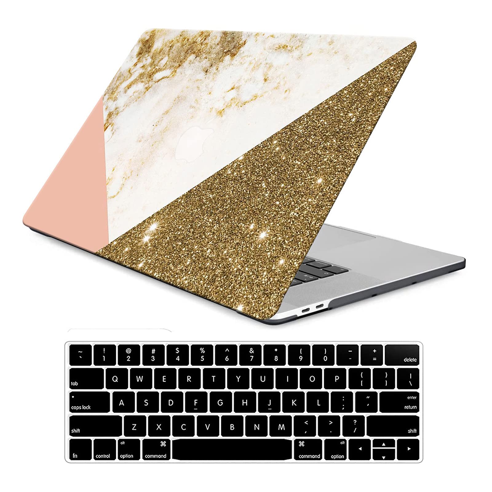 Funut Hard Plastic Shell Case & Keyboard Cover for MacBook Air 13 inch (2020-2021 M1 A2337/A2179/A1932 Models) - Shiny Marble Design | Protective Cover for Work, School & Travel