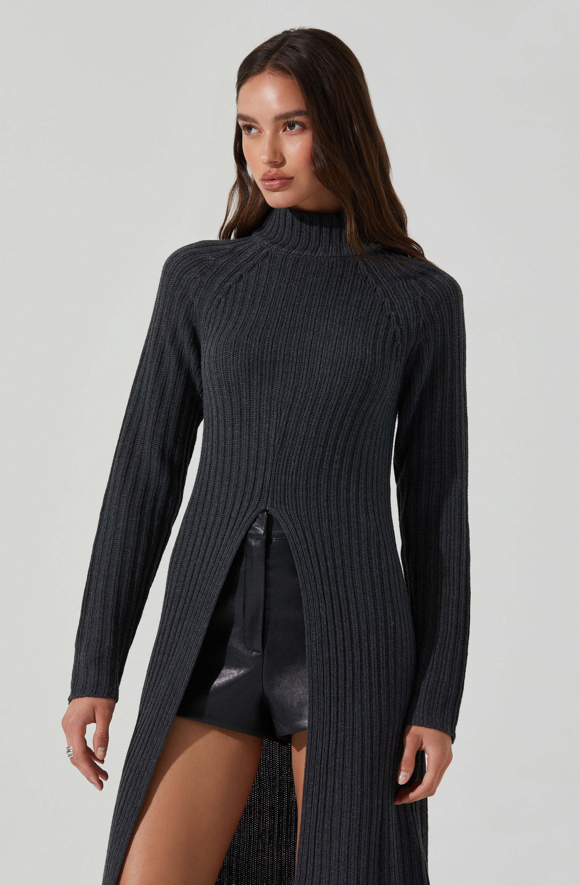 Stylish Mock Neck Slit Sweater for Women | Trendy Knit Pullover | Perfect for Fall Layering & Casual Outfits