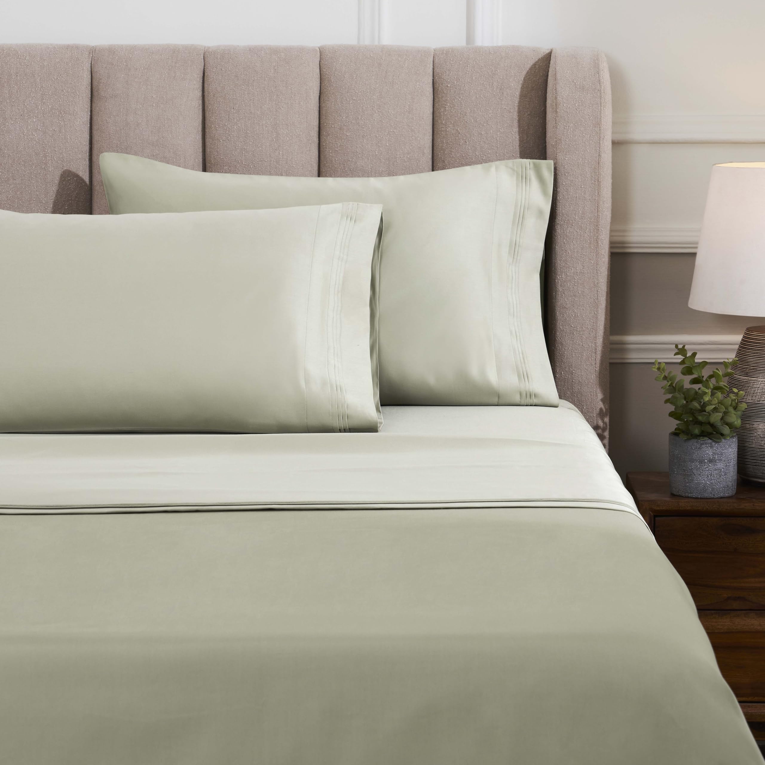 Premium 1500-Thread Count 100% Egyptian Cotton Sheet Set - King Size, Deep Pocket, Solid Sage Green - Ultra Soft & Breathable Luxury Bedding for Hotel-Like Comfort at Home
