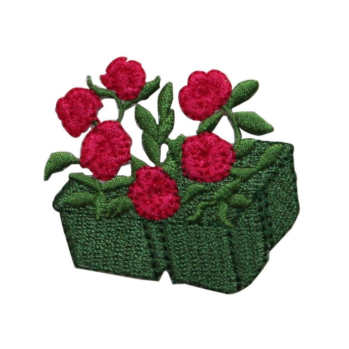 Red Rose Bush Patch - Embroidered Iron On Applique for DIY Crafts, Clothing & Home Decor - Perfect for Nursery Pots, Flower Gifts & Love-Themed Projects