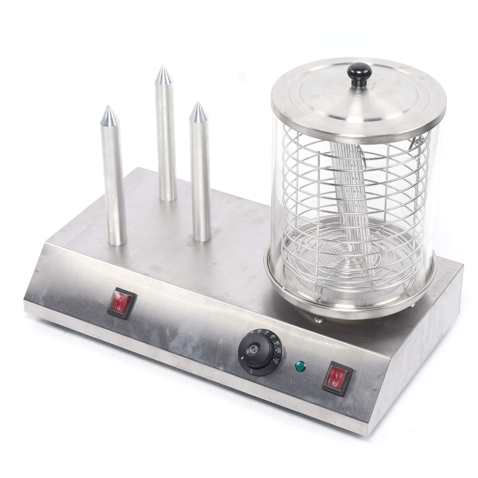 Commercial Electric Hot Dog Steamer 408W 110V - Stainless Steel Hot Dog & Bun Warmer - Perfect for Hot Dogs, Sausages, Egg Rolls - Ideal for Restaurants, Food Trucks, Cinemas & Stadium Concessions