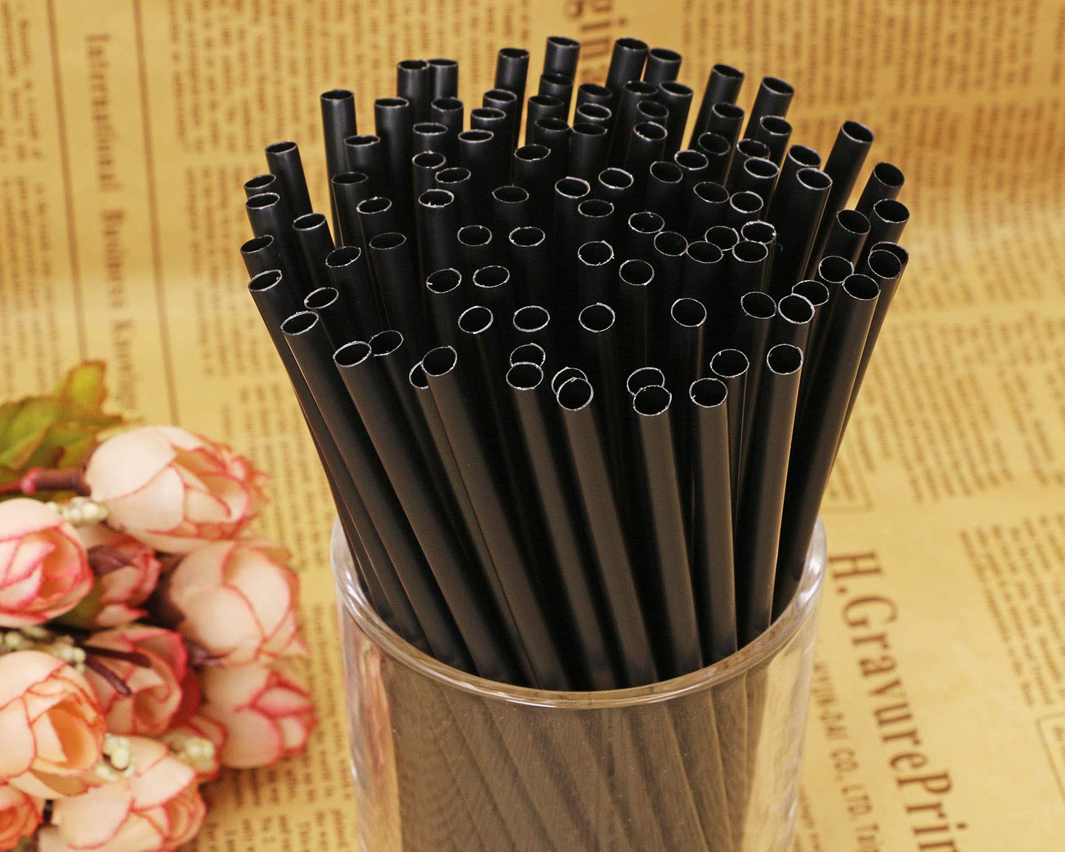 200PCS Black Plastic Straws - 5.12 Inch Disposable Drinking Straws for Coffee, Tea, Cocktails, Hot & Cold Beverages - Perfect for Weddings, Home Bars, Travel Mugs & DIY Crafts